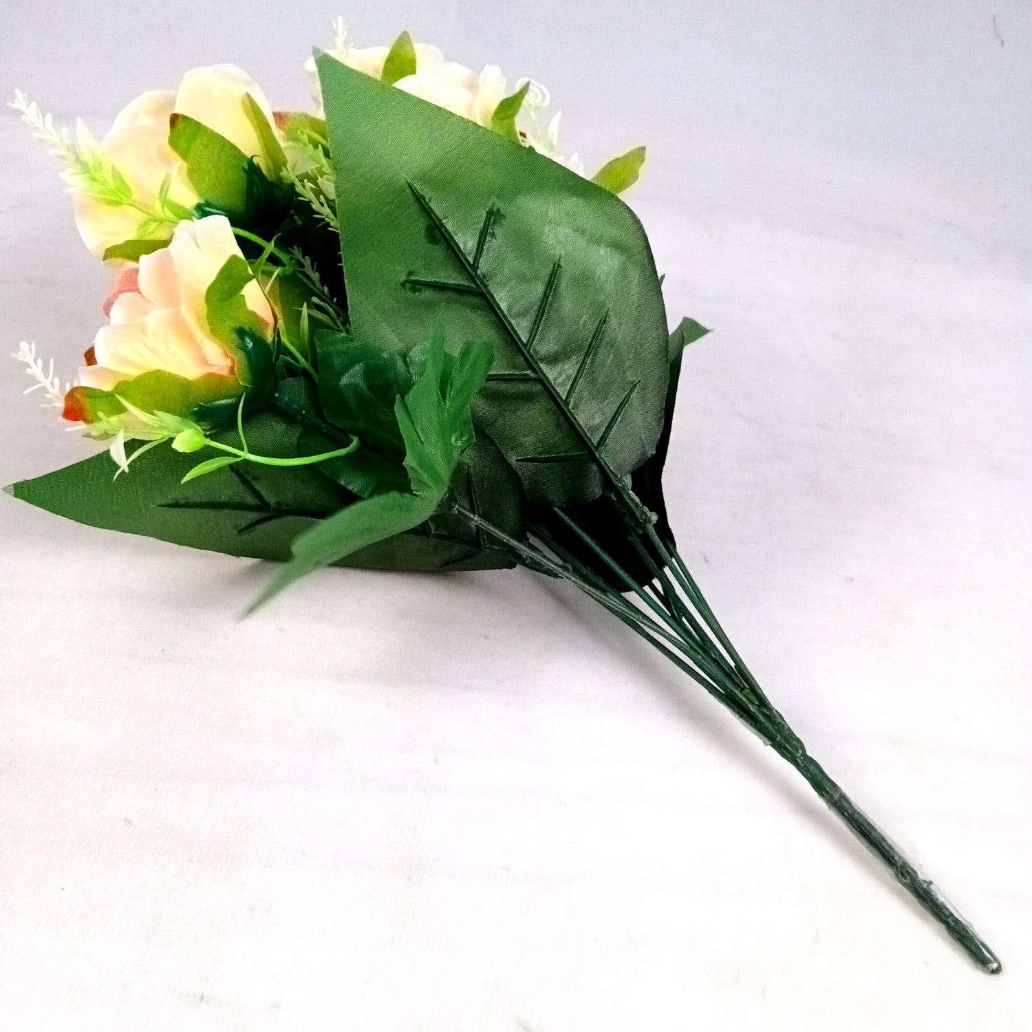 Artificial Rose Flower Bouquets | Faux Flowers Bunch - for Table Vase, Pot, Home Decor, Living Room, Side Table Centerpiece - 17 Inch - Apkamart #Style_Design 2