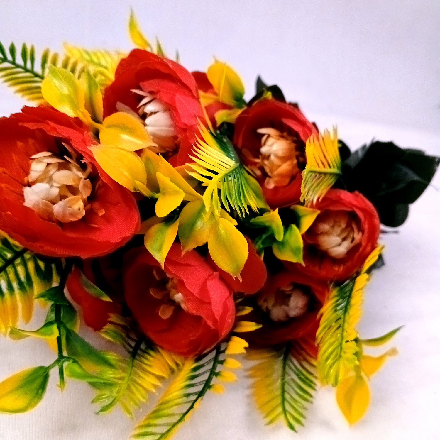 Artificial Flower Plant With Fruits | Decorative Flowers Bunch & Stems - for Table Vase, Pot, Home Decor, Living Room, Side Table Centerpiece & Festival Decoration - Apkamart #Color_Red