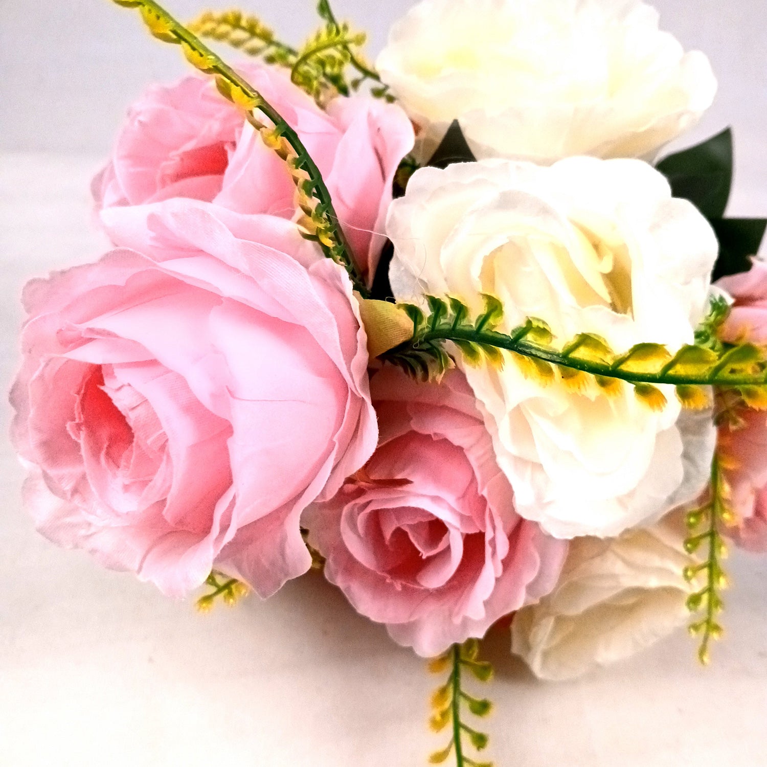 Artificial Flower Plant - Cherry Blossom | Decorative Flowers Bunch & Stems - for Table Vase, Pot, Home Decor, Living Room, Side Table Centerpiece & Festival Decoration - Apkamart #Color_Pink & White