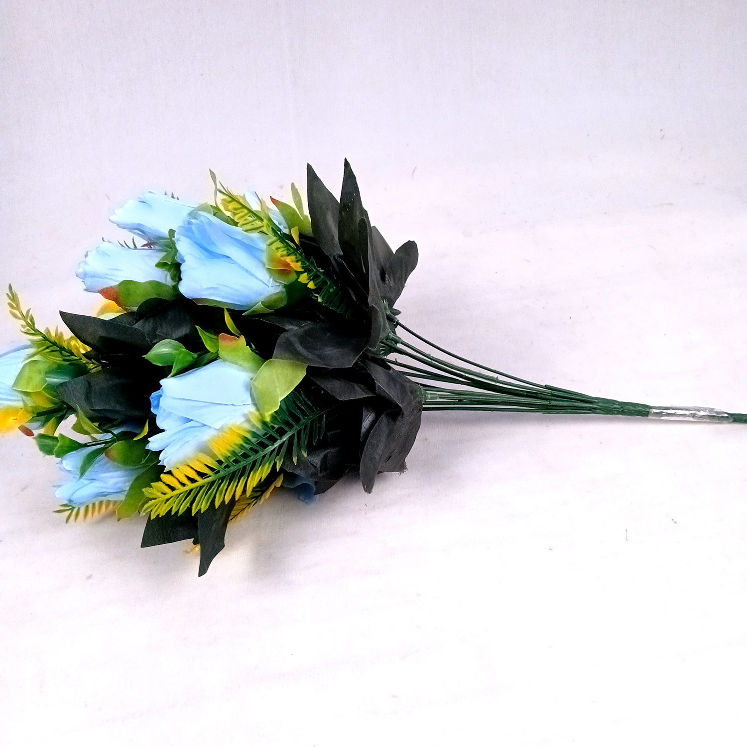 Artificial Flowers Rose Bunches for Vase Pot | Faux Flowers Stem - for Home Decor, Living Room, Office & Festivals Decoration (Vase Not Included) - 14 Inch - Apkamart #Colour_Blue