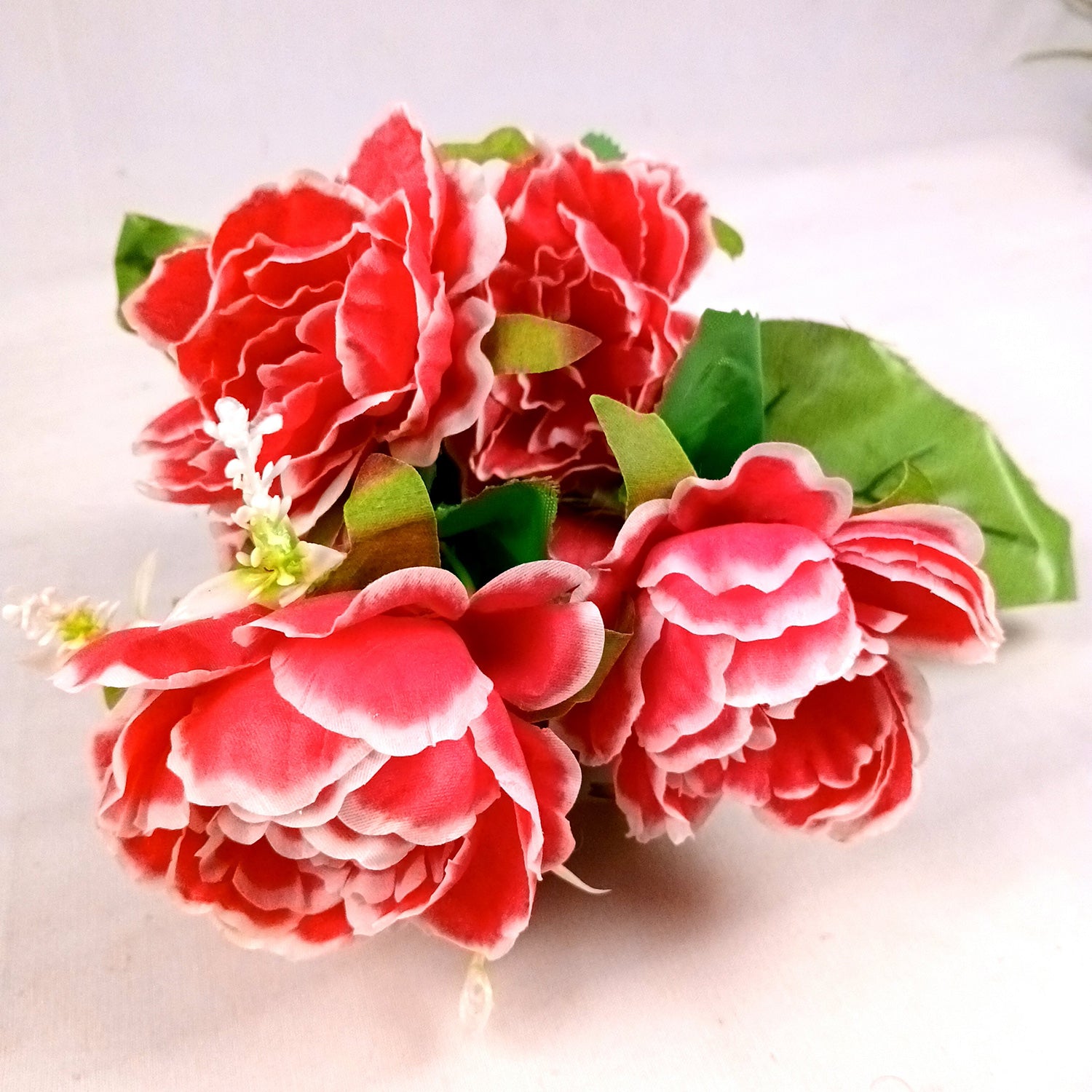 Artificial Flowers Rose Bunches for Vase Pot | Faux Flowers Stem - for Home Decor, Living Room, Office & Festivals Decoration (Vase Not Included) - 14 Inch - Apkamart #Colour_Pink