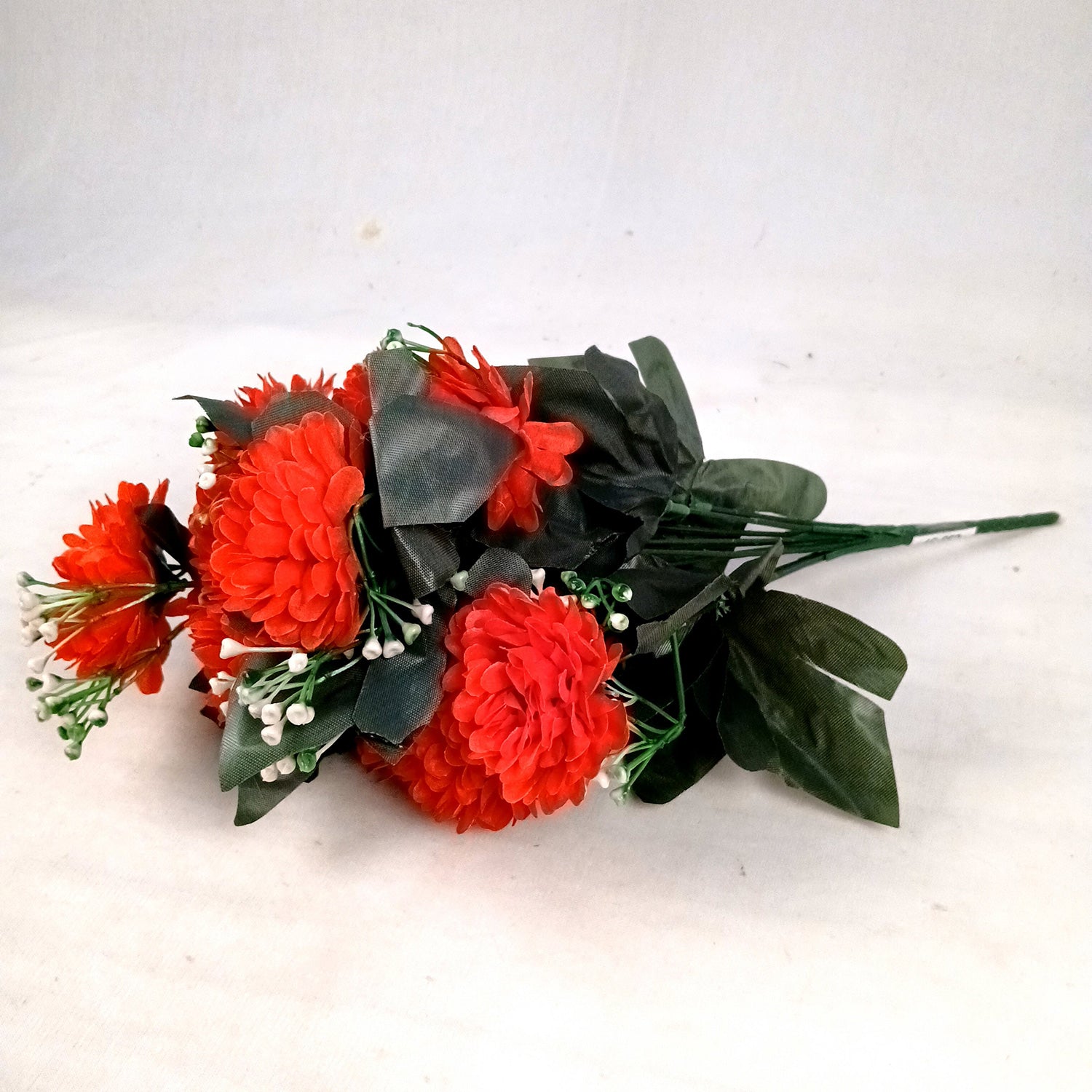 Artificial Flower Plant With Vase Pot | Decorative Flowers Bunch & Stems - for Table Vase, Pot, Home Decor, Living Room, Side Table Centerpiece & Festival Decoration - Apkamart #Colour_Red