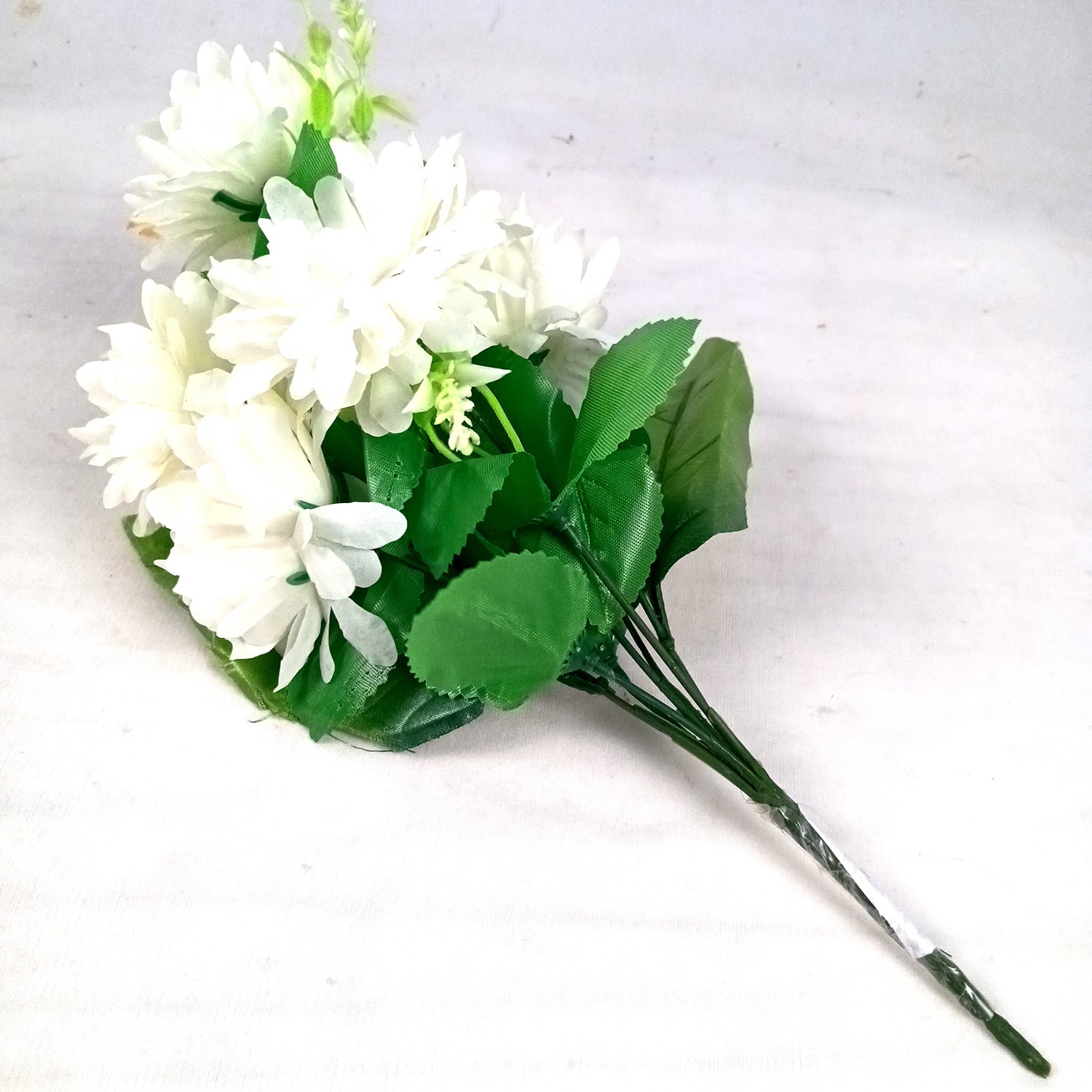 Artificial Flowers Dahlia Bunches for Vase Pot | Faux Flowers Stick - for Home Decor, Living Room, Wedding & Party Decoration (Vase Not Included) - 14 Inch - Apkamart #Colour_White