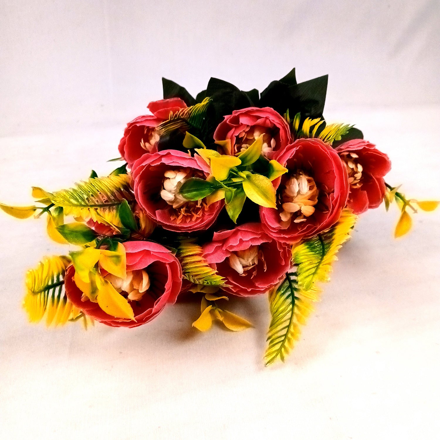 Artificial Flower Plant With Fruits | Decorative Flowers Bunch & Stems - for Table Vase, Pot, Home Decor, Living Room, Side Table Centerpiece & Festival Decoration - Apkamart #Color_Pink