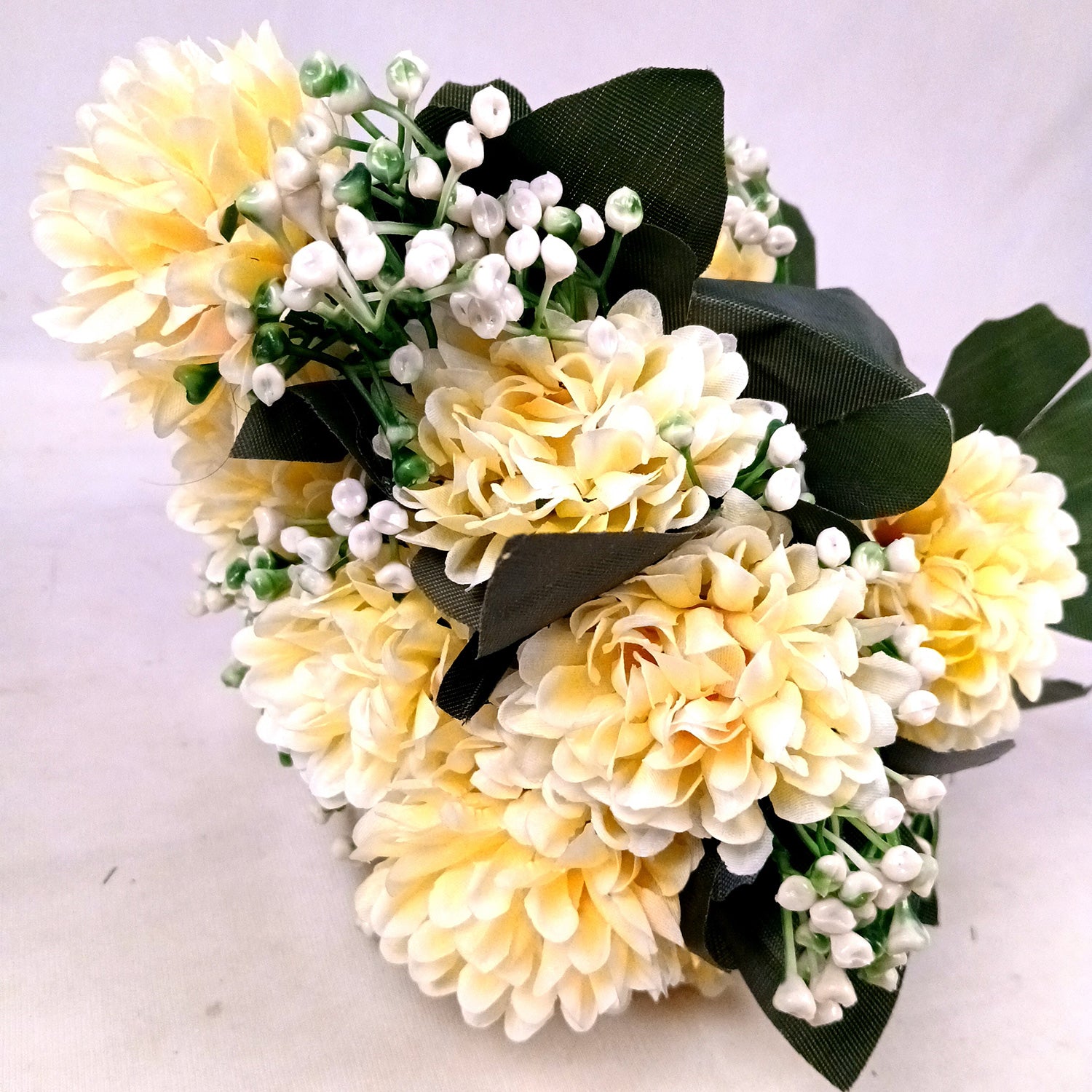 Artificial Flower Plant With Vase Pot | Decorative Flowers Bunch & Stems - for Table Vase, Pot, Home Decor, Living Room, Side Table Centerpiece & Festival Decoration - Apkamart #Colour_Off White