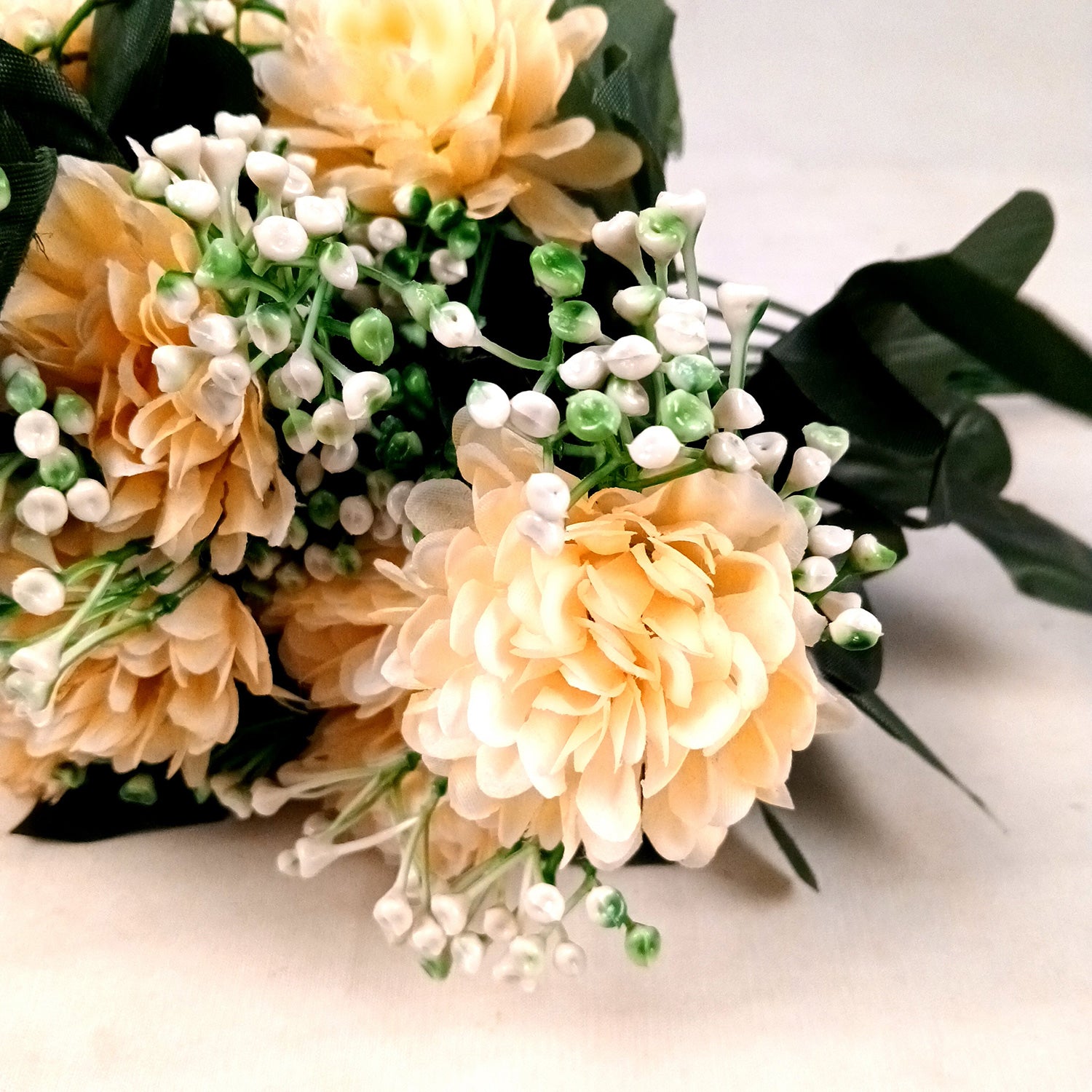 Artificial Flower Plant With Vase Pot | Decorative Flowers Bunch & Stems - for Table Vase, Pot, Home Decor, Living Room, Side Table Centerpiece & Festival Decoration - Apkamart #Colour_Orange