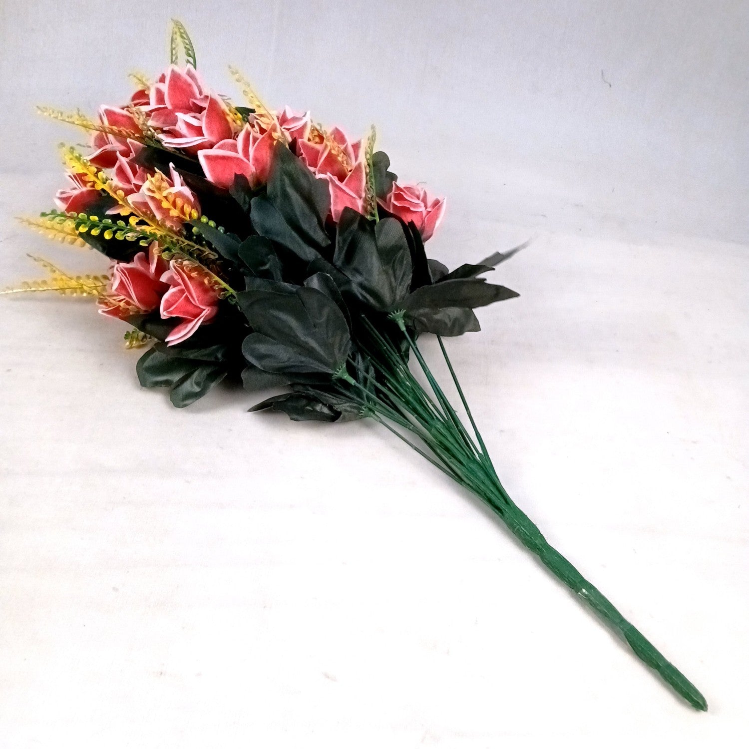 Artificial Flower Rose Bouquets | Faux Flowers Bunch - for Table Vase, Pot, Home Decor, Living Room, Side Table Centerpiece - 26 Inch - Apkamart #Colour_Pink