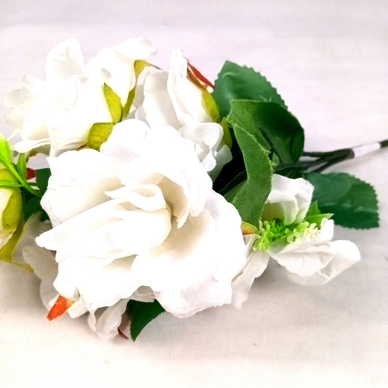 Artificial Flowers Rose | Faux Gulab Flowers Bunch - for Home Decor, Living Room, Office & Festivals Decoration (Vase Not Included) - 15 Inch  Apkamart #Colour_White