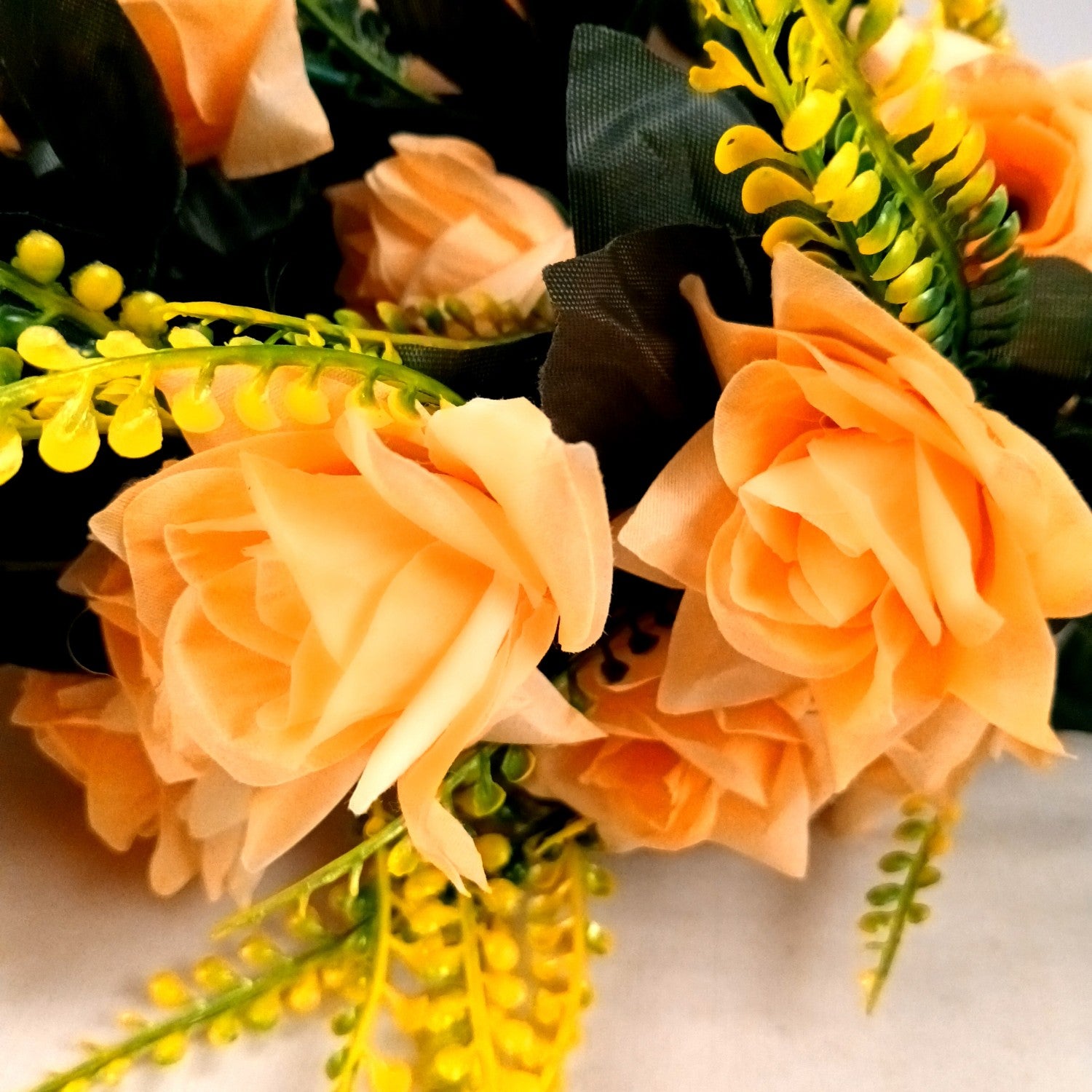 Artificial Flower Rose Bouquets | Faux Flowers Bunch - for Table Vase, Pot, Home Decor, Living Room, Side Table Centerpiece - 26 Inch - Apkamart #Colour_Orange