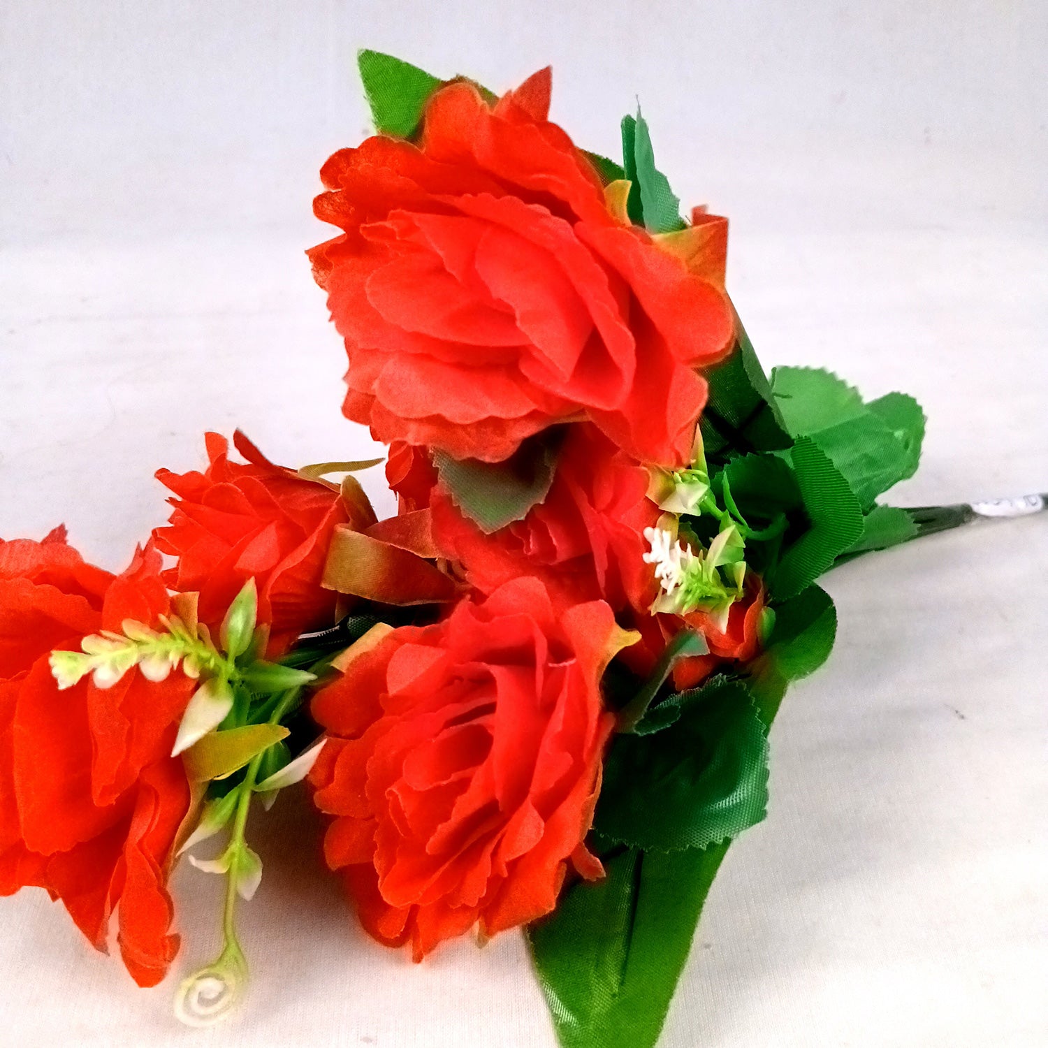 Artificial Flowers Rose | Faux Gulab Flowers Bunch - for Home Decor, Living Room, Office & Festivals Decoration (Vase Not Included) - 15 Inch  Apkamart #Colour_Red