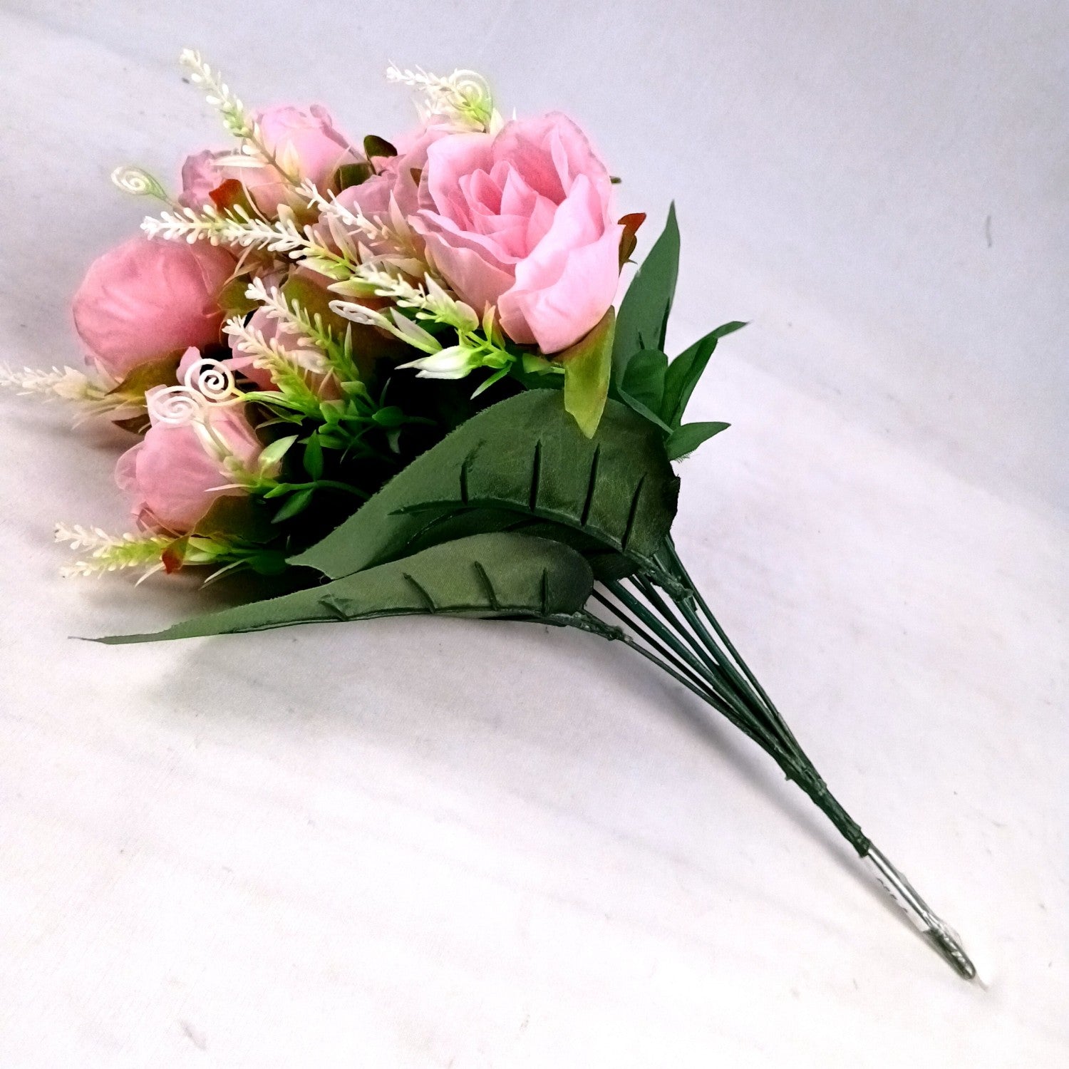 Artificial Rose Flower Bouquets | Faux Flowers Bunch - for Table Vase, Pot, Home Decor, Living Room, Side Table Centerpiece - 17 Inch - Apkamat #Style_Design 1