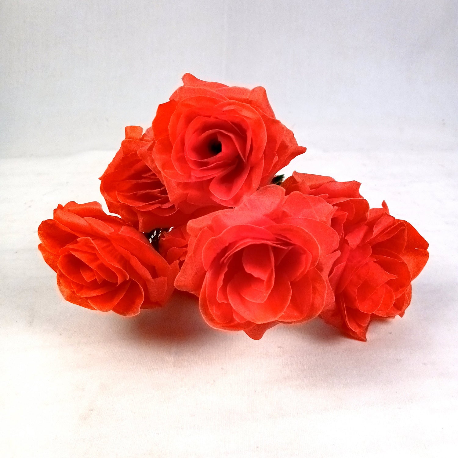 Artificial Flowers Rose Bunches for Vase Pot | Faux Flowers Stem - for Home Decor, Living Room, Office & Festivals Decoration (Vase Not Included) - 18 Inch - Apkamart #Colour_Red