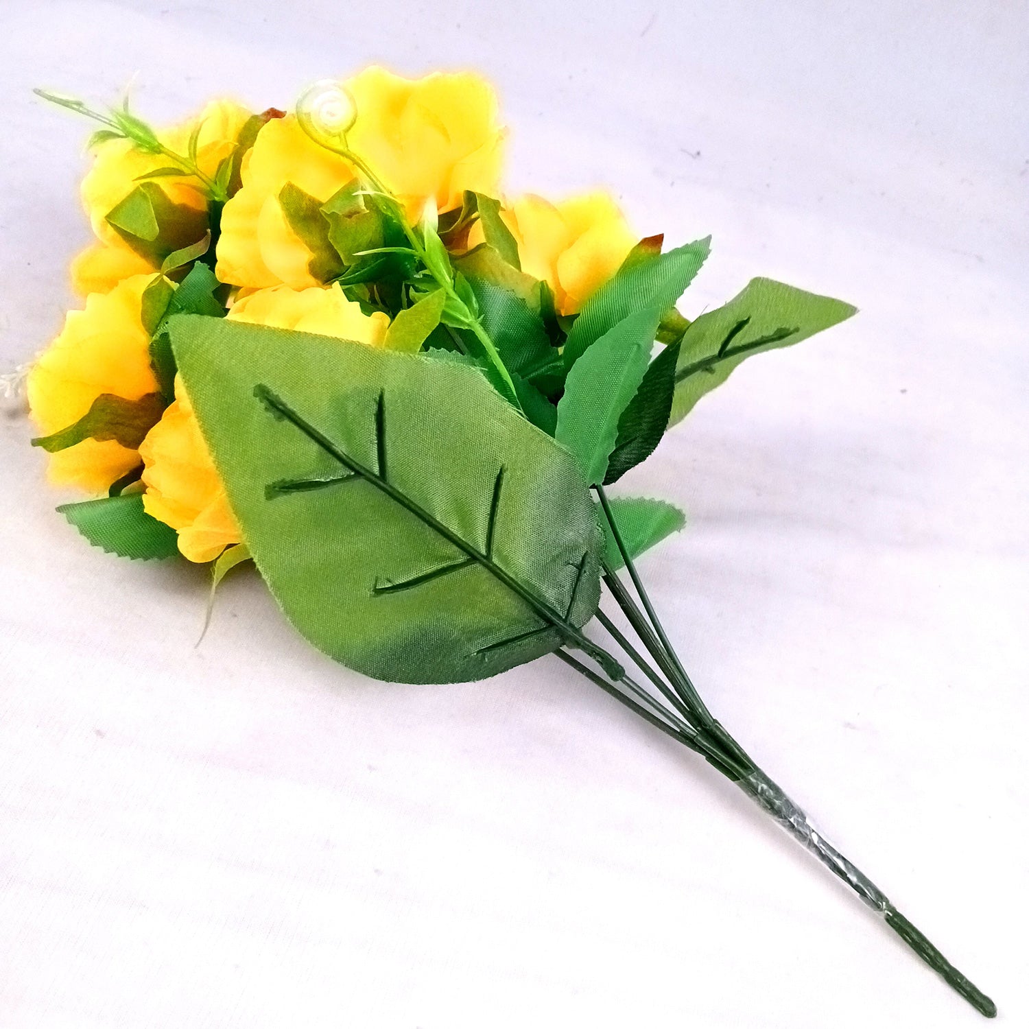 Artificial Flowers Rose Bunches for Vase Pot | Faux Flowers Stem - for Home Decor, Living Room, Office & Festivals Decoration (Vase Not Included) - 14 Inch - Apkamart #Colour_Yellow