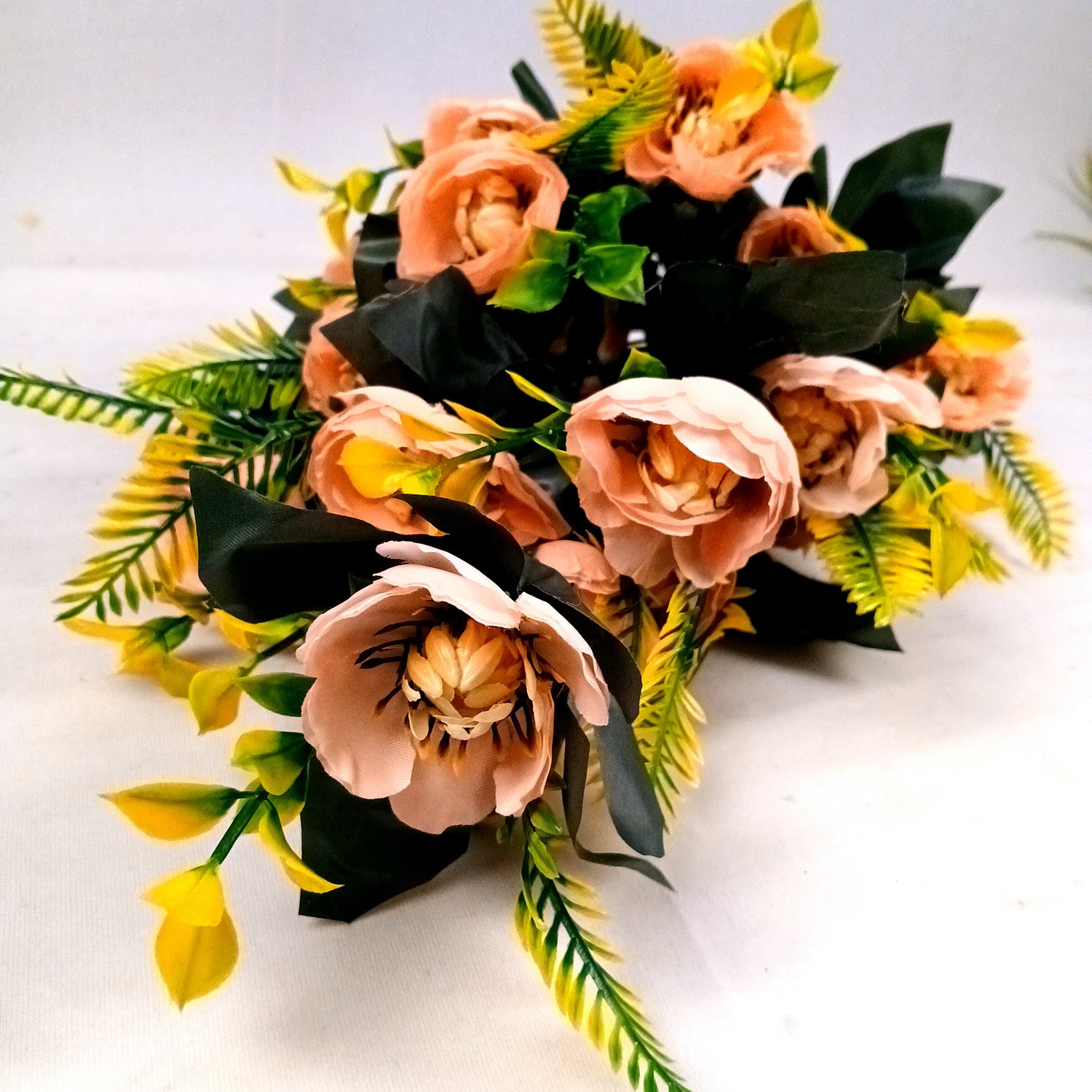 Artificial Flower Bouquets | Fake Flowers Bunch - for Vase, Home, Bedroom, Balcony, Office Corner, Living Room Decoration (Vase Not Included) - 26 Inch - Apkamart #Colour_Orange