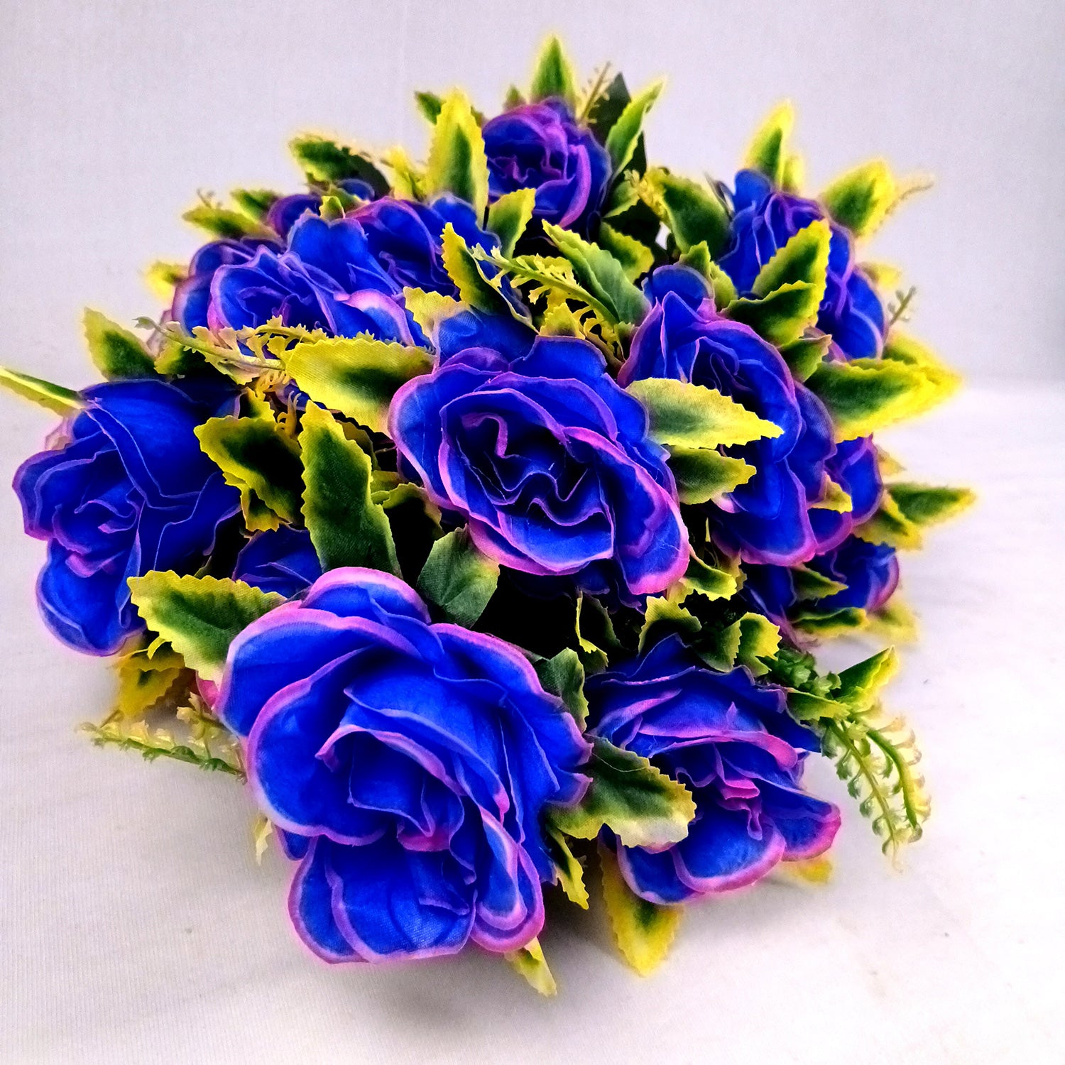 Artificial Flowers Rose Bunches for Vase | Faux Flowers Stem - for Home Decor, Living Room, Office & Festivals Decoration (Vase Not Included) - 27 Inch - Apkamart #Colour_Blue