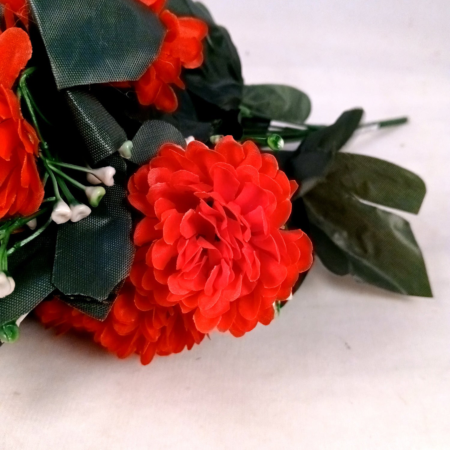 Artificial Flower Plant With Vase Pot | Decorative Flowers Bunch & Stems - for Table Vase, Pot, Home Decor, Living Room, Side Table Centerpiece & Festival Decoration - Apkamart #Colour_Red