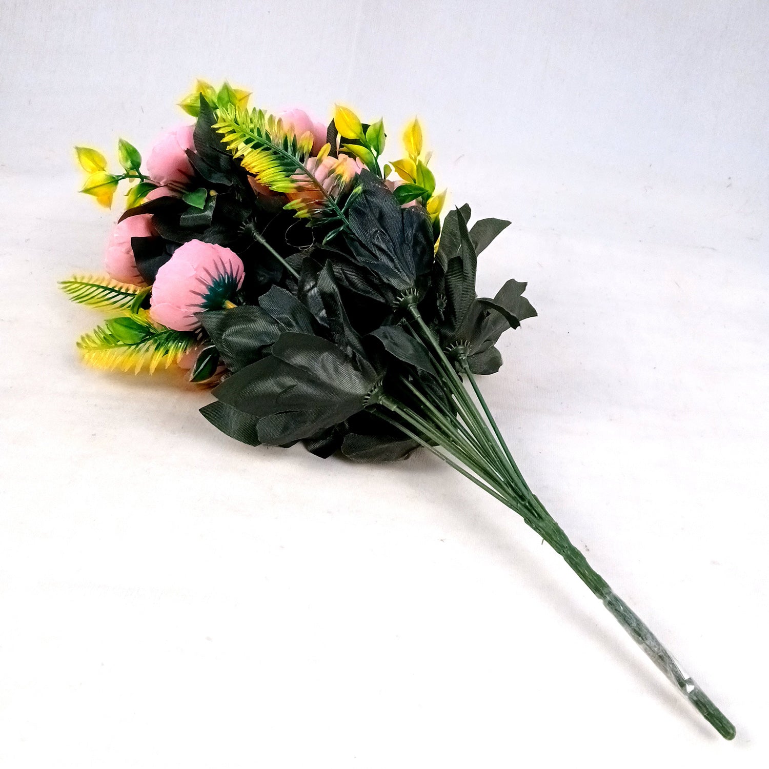 Artificial Flowers Rose Buoquet For Pot | Faux Flower Sticks - for Home Decor, Living Room, Office & Festivals Decoration (Vase Not Included) - 17 Inch - Apkamart #Colour_Pink