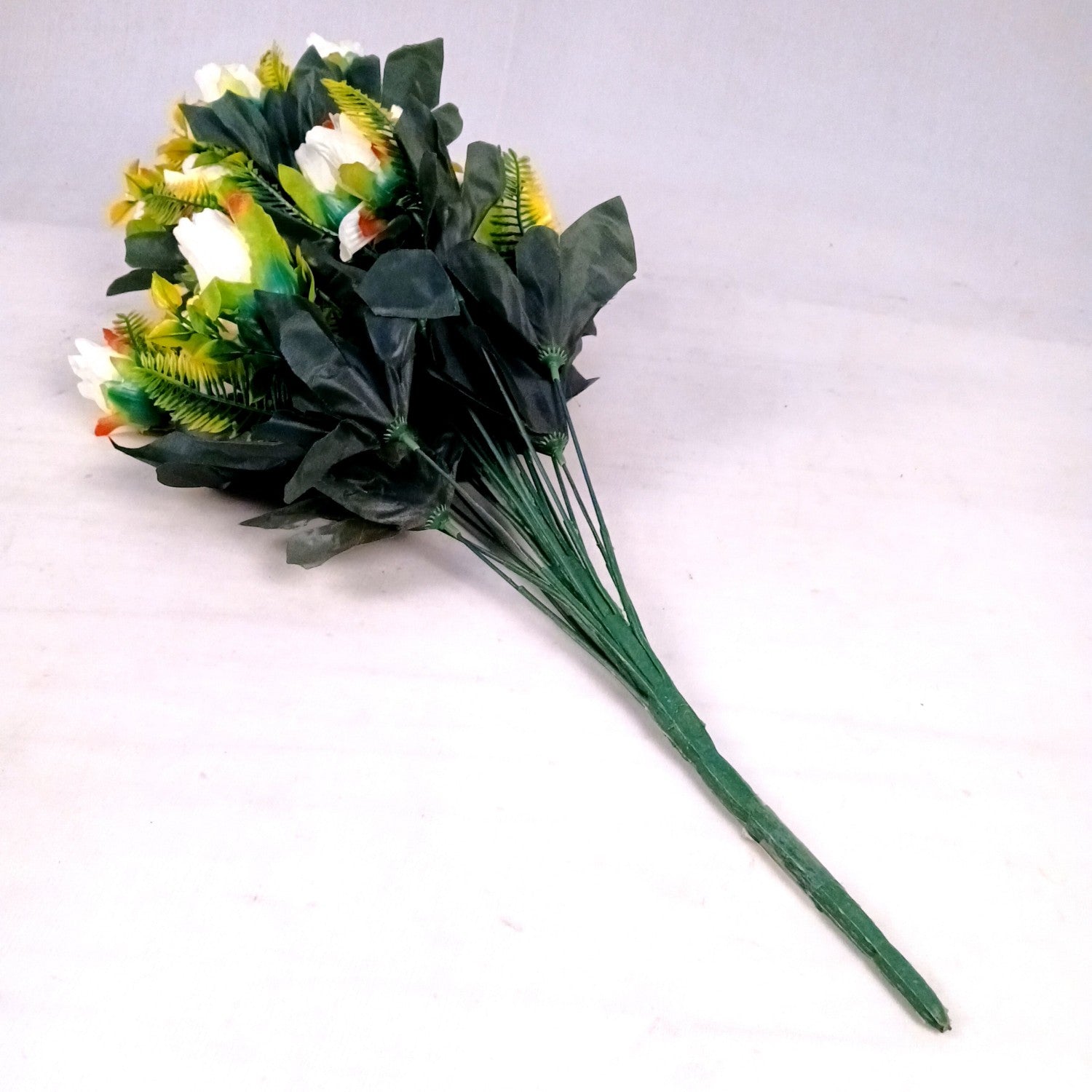 Artificial Flower Rose Bouquets | Fake Flowers Bunch - For Vase, Pot, Home, Bedroom, Balcony, Office Corner, Living Room - 26 Inch - Apkamart #Colour_White