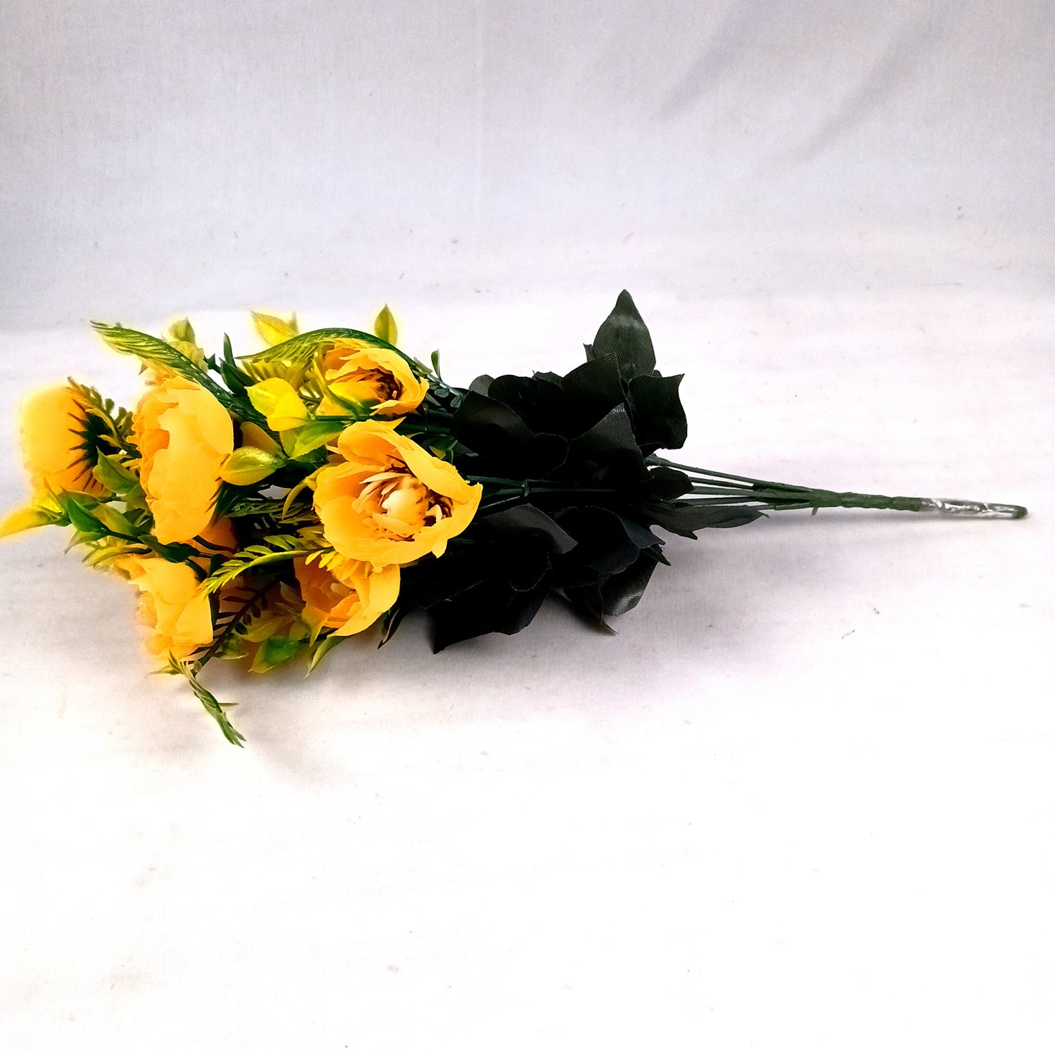 Artificial Flowers Rose Buoquet For Pot | Faux Flower Sticks - for Home Decor, Living Room, Office & Festivals Decoration (Vase Not Included) - 17 Inch - Apkamart #Colour_Yellow