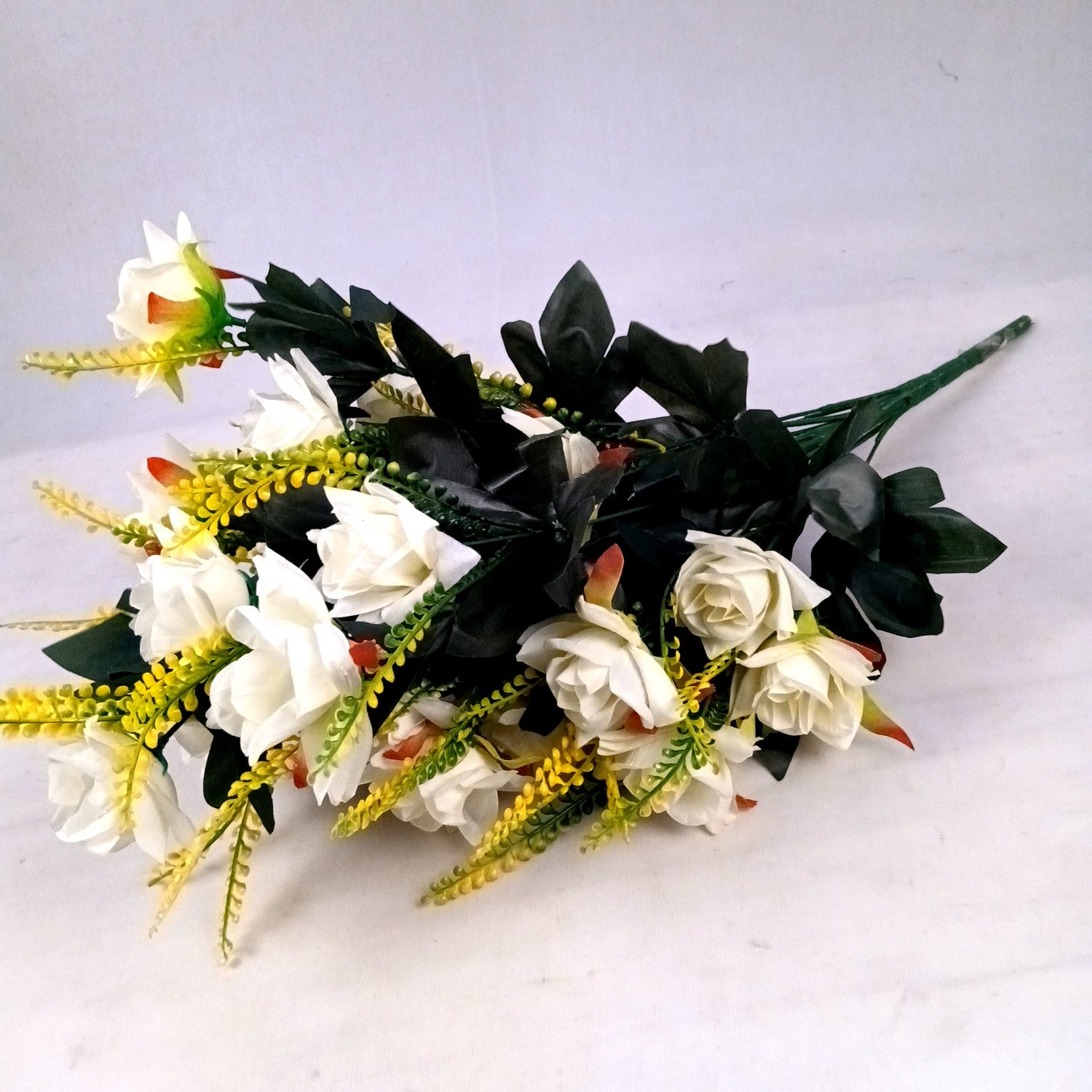 Artificial Flower Rose Bouquets | Faux Flowers Bunch - for Table Vase, Pot, Home Decor, Living Room, Side Table Centerpiece - 26 Inch - Apkamart #Colour_White