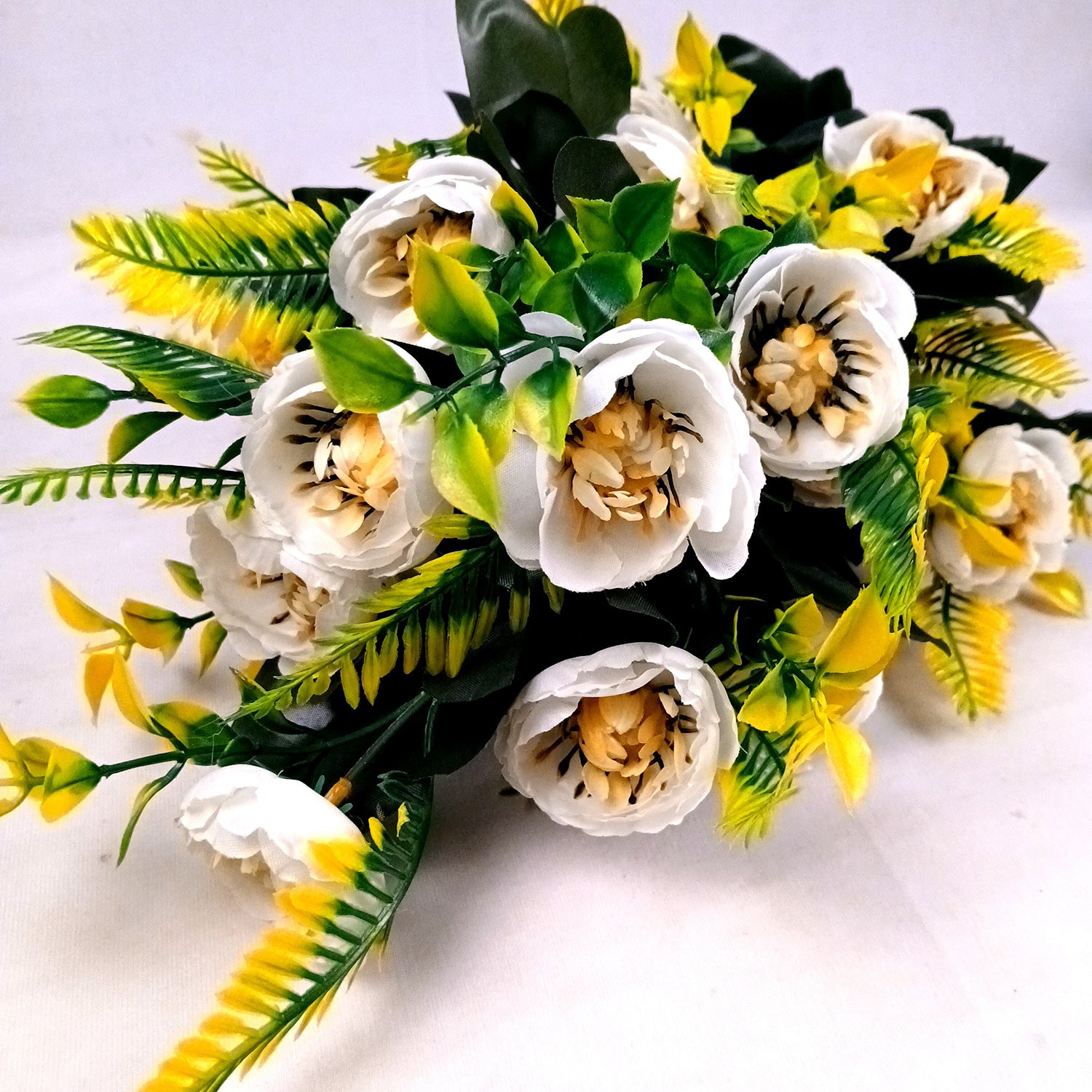 Artificial Flower Bouquets | Fake Flowers Bunch / Sticks - for Vase, Home, Bedroom, Balcony, Office Corner, Living Room (Vase Not Included) - 26 Inch - Apkamart #Colour_White