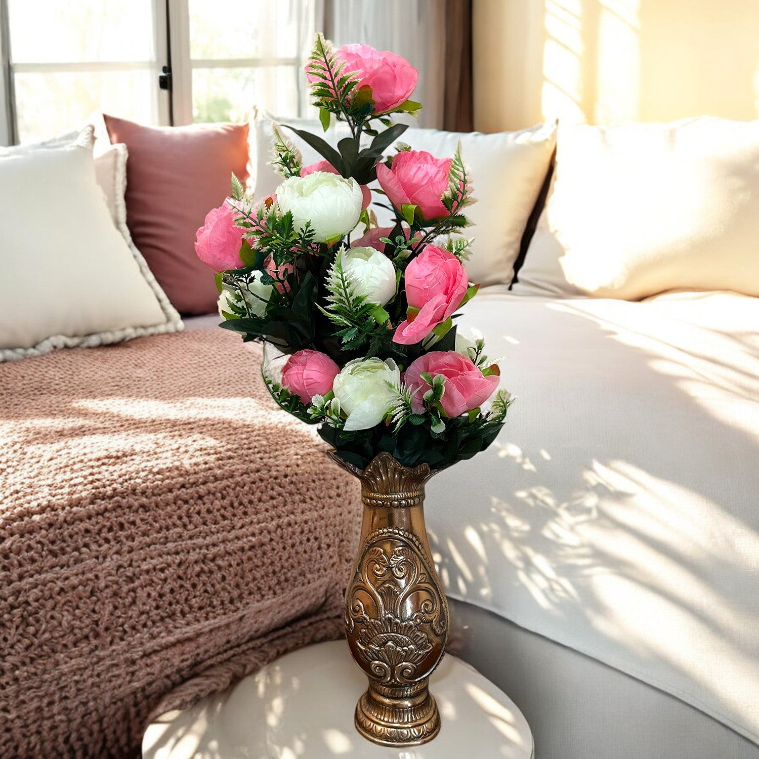 Artificial Rose Flowers Bunches for Vase Pot | Faux Flowers Stem - for Home Decor Side Table Centerpiece - 26 Inch - Apkamart #Style_Design 2