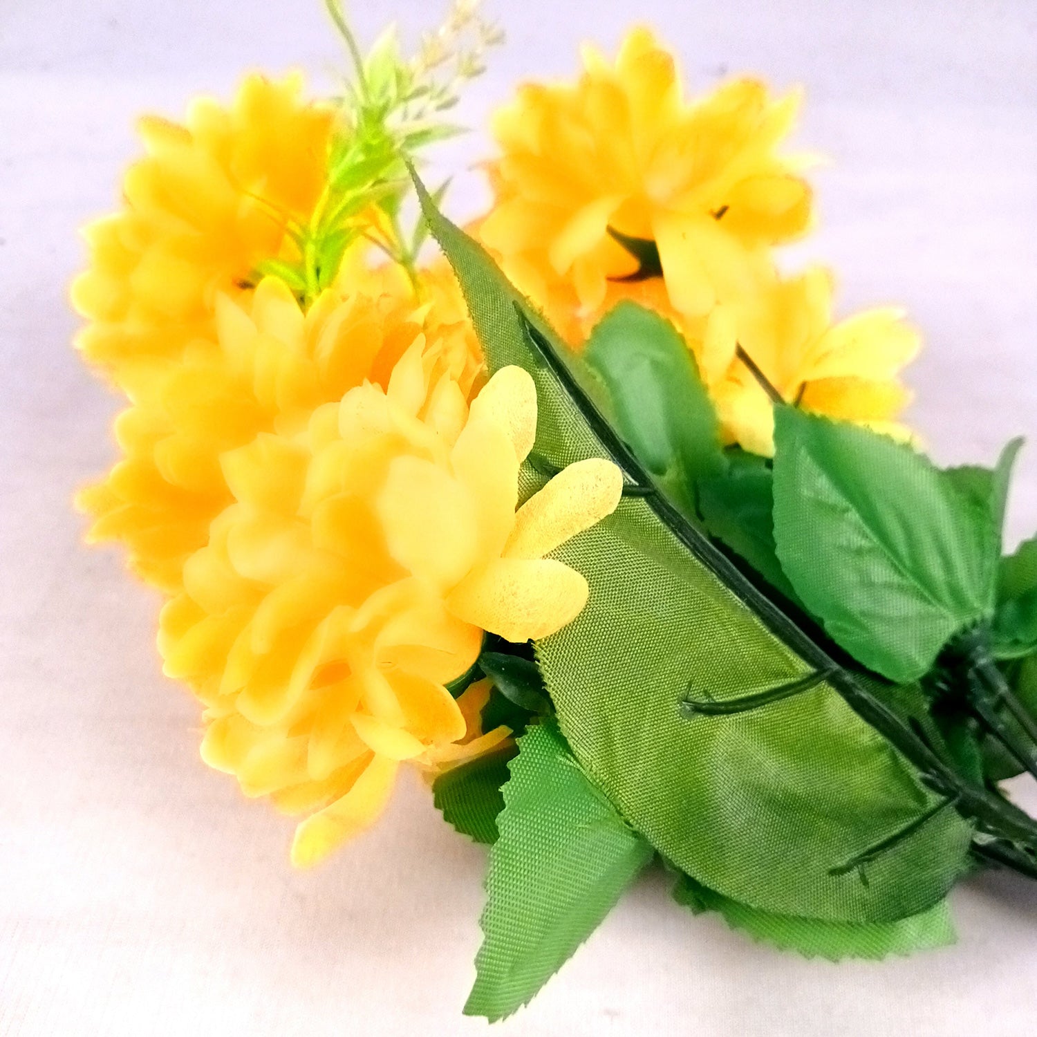 Artificial Flowers Dahlia Bunches for Vase Pot | Faux Flowers Stick - for Home Decor, Living Room, Wedding & Party Decoration (Vase Not Included) - 14 Inch - Apkamart #Colour_Yellow