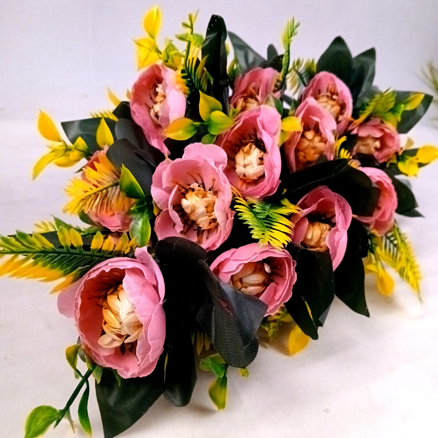 Artificial Flower Bouquets | Fake Flowers Bunch - for Vase, Home, Bedroom, Balcony, Office Corner, Living Room Decoration (Vase Not Included) - 26 Inch - Apkamart #Colour_Pink