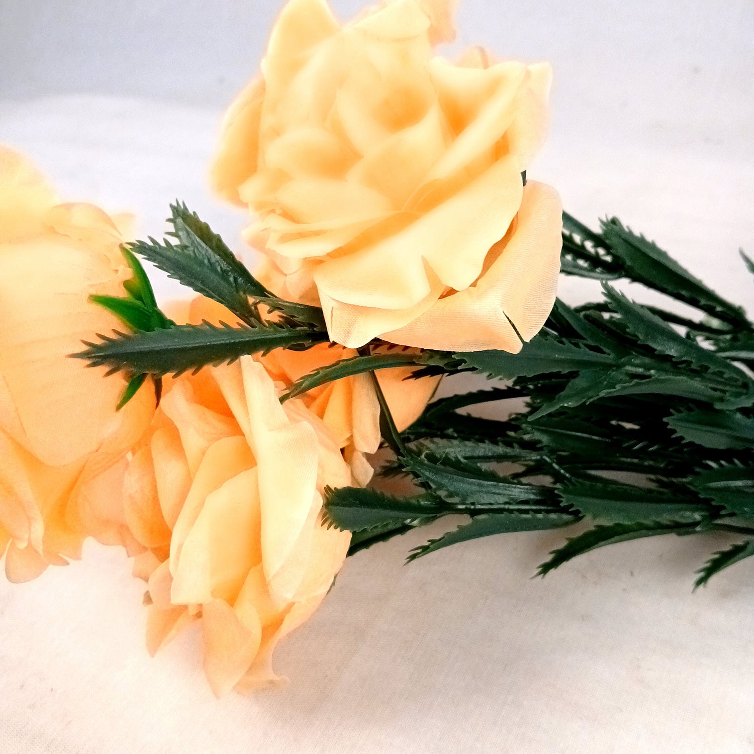 Artificial Flowers Rose Bunches for Vase Pot | Faux Flowers Stem - for Home Decor, Living Room, Office & Festivals Decoration (Vase Not Included) - 18 Inch - Apkamart #Colour_Orange