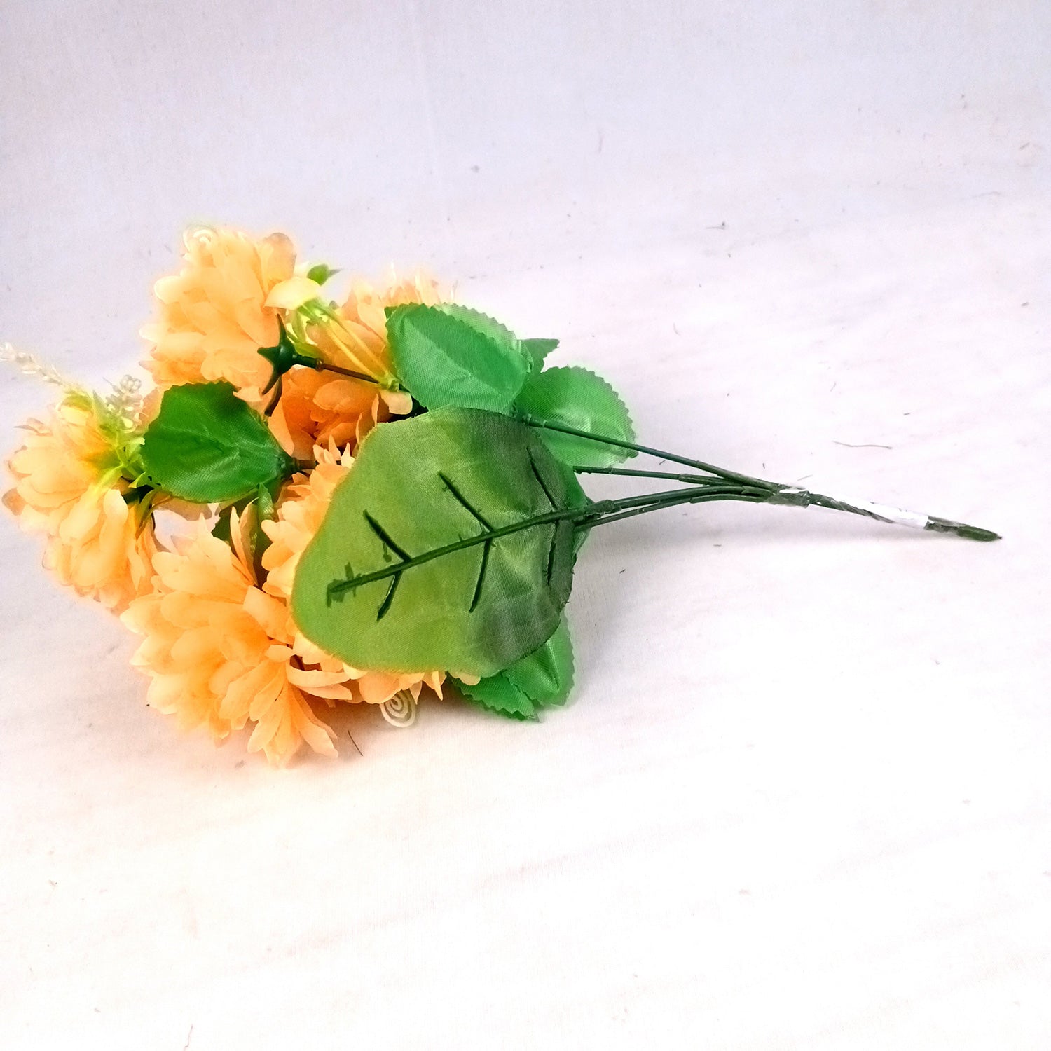 Artificial Flowers Dahlia Bunches for Vase Pot | Faux Flowers Stick - for Home Decor, Living Room, Wedding & Party Decoration (Vase Not Included) - 14 Inch - Apkamart #Colour_Orange