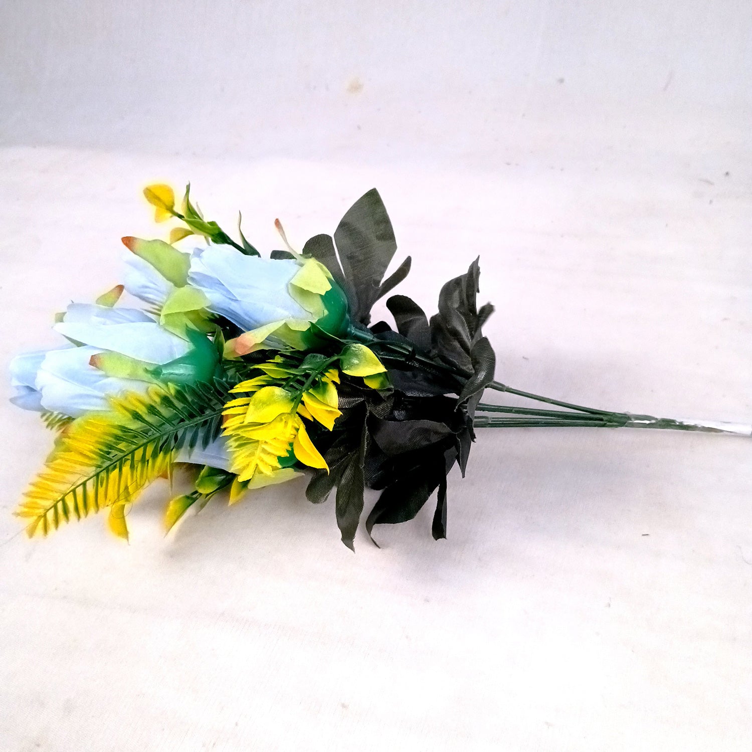 Artificial Flowers Rose Bunches for Vase Pot | Faux Flowers Stem - for Home Decor, Living Room, Office & Festivals Decoration (Vase Not Included) - 14 Inch - Apkamart #Colour_Blue