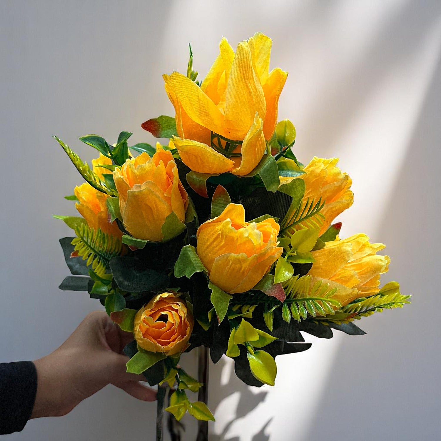 Artificial Flowers Rose Sticks | Faux Flowers Bunch / Bouquet - for Home Decor, Living Room, Office & Festivals Decoration (Vase Not Included) - 15 Inch - Apkamart #Colour_Orange