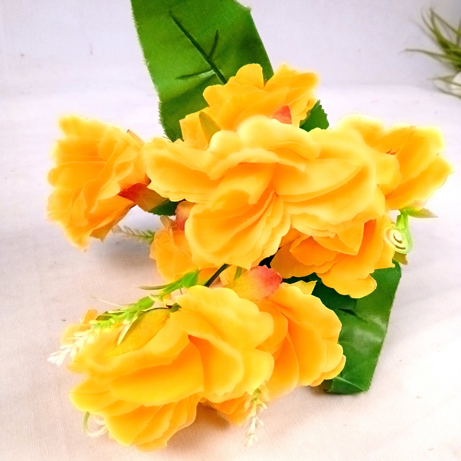 Artificial Flowers Rose Bunches for Vase Pot | Faux Flowers Stem - for Home Decor, Living Room, Office & Festivals Decoration (Vase Not Included) - 14 Inch - Apkamart #Colour_Yellow