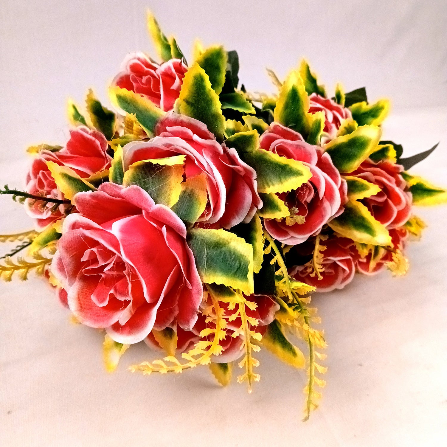 Artificial Flowers Rose Bunches for Vase | Faux Flowers Stem - for Home Decor, Living Room, Office & Festivals Decoration (Vase Not Included) - 27 Inch - Apkamart #Colour_Pink