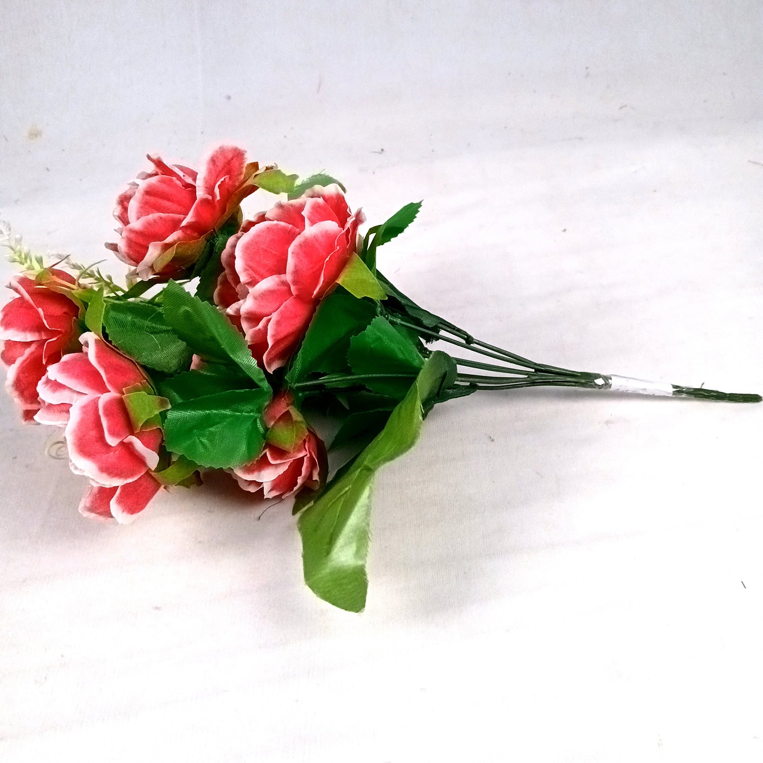 Artificial Flowers Rose Bunches for Vase Pot | Faux Flowers Stem - for Home Decor, Living Room, Office & Festivals Decoration (Vase Not Included) - 14 Inch - Apkamart #Colour_Pink