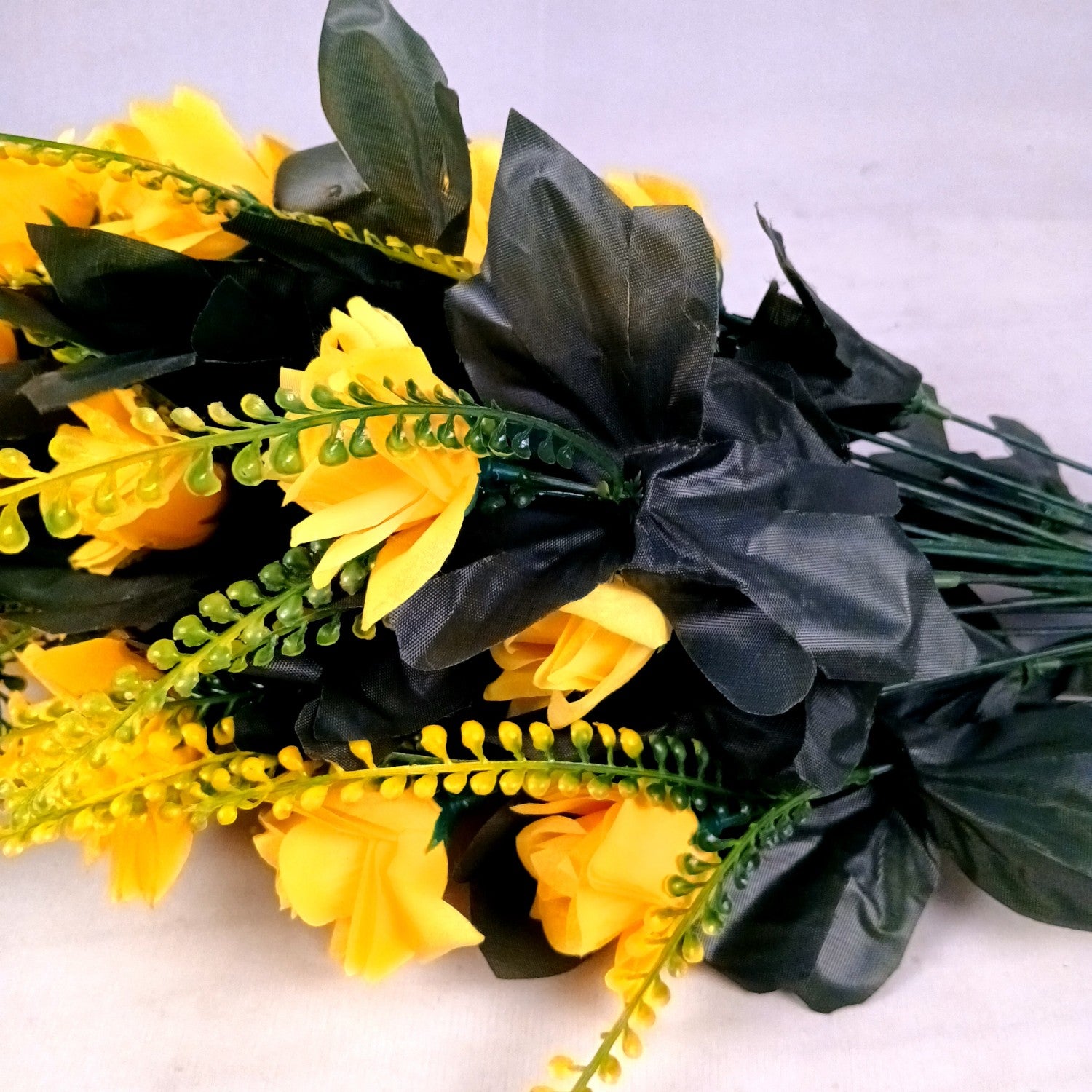 Artificial Flower Rose Bouquets | Faux Flowers Bunch - for Table Vase, Pot, Home Decor, Living Room, Side Table Centerpiece - 26 Inch - Apkamart #Colour_Yellow