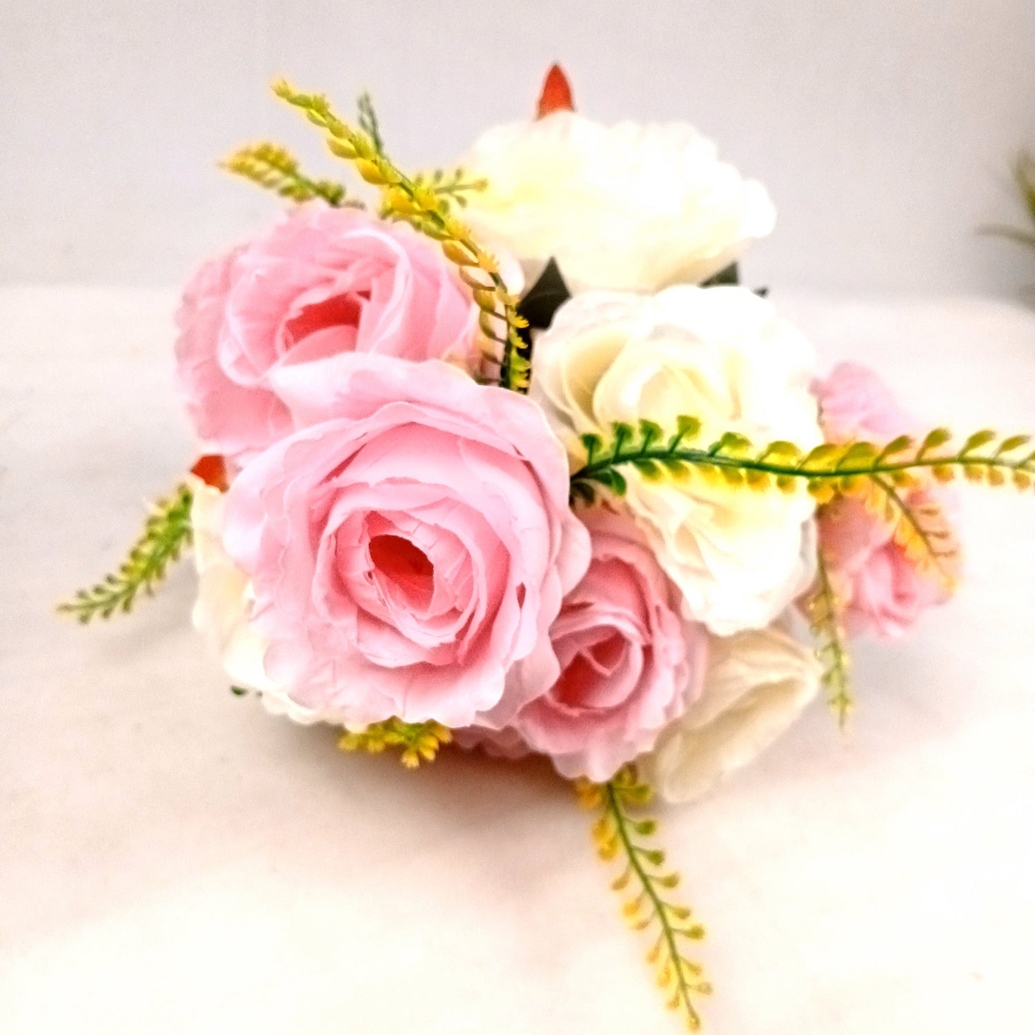 Artificial Flower Plant - Cherry Blossom | Decorative Flowers Bunch & Stems - for Table Vase, Pot, Home Decor, Living Room, Side Table Centerpiece & Festival Decoration - Apkamart #Color_Pink & White