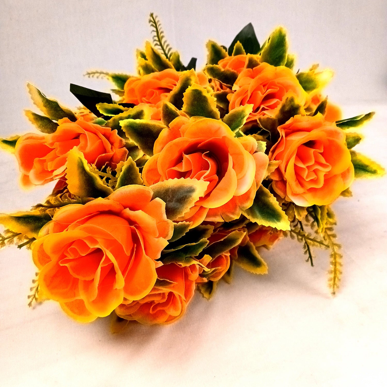 Artificial Flowers Rose Sticks | Faux Flowers Bunch - for Home Decor, Living Room, Office & Festivals Decoration (Vase Not Included) - 27 Inch - Apkamart #Colour_Orange