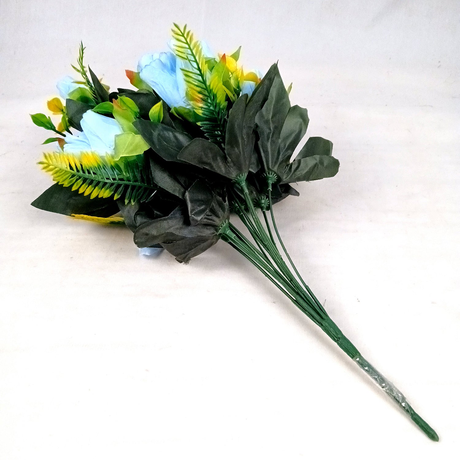 Artificial Flowers Rose Bunches for Vase Pot | Faux Flowers Stem - for Home Decor, Living Room, Office & Festivals Decoration (Vase Not Included) - 14 Inch - Apkamart #Colour_Blue