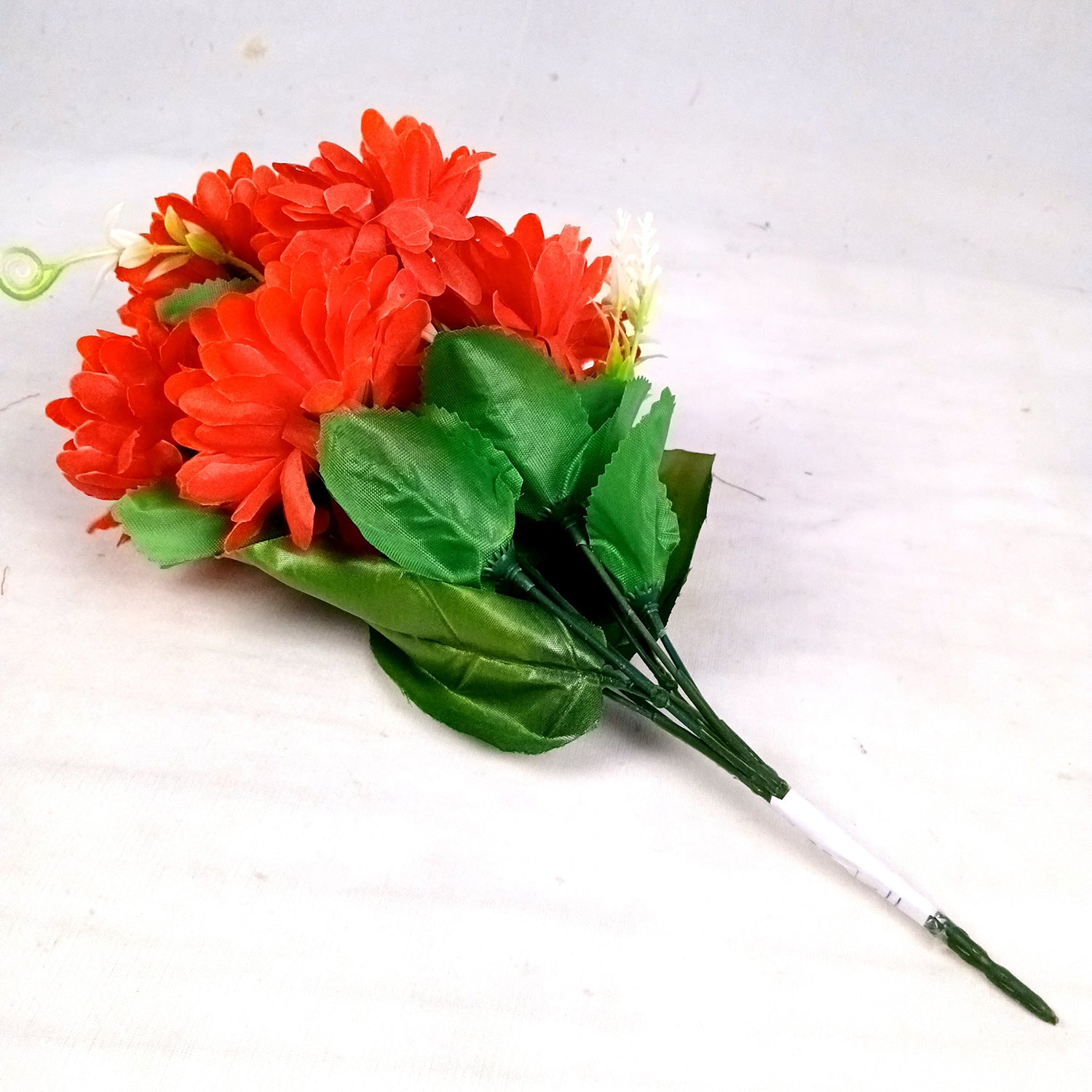 Artificial Flowers Dahlia Bunches for Vase Pot | Faux Flowers Stick - for Home Decor, Living Room, Wedding & Party Decoration (Vase Not Included) - 14 Inch - Apkamart #Colour_Red