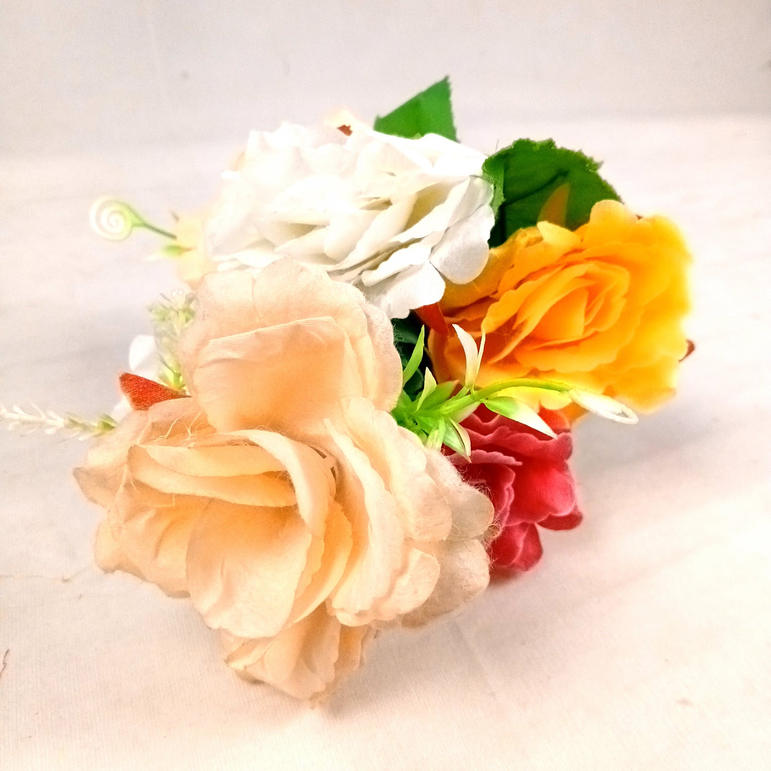 Artificial Flowers Rose Bunches for Vase Pot | Faux Flowers Stem - for Home Decor, Living Room, Office & Festivals Decoration (Vase Not Included) - 14 Inch - Apkamart #Colour_Multicolor