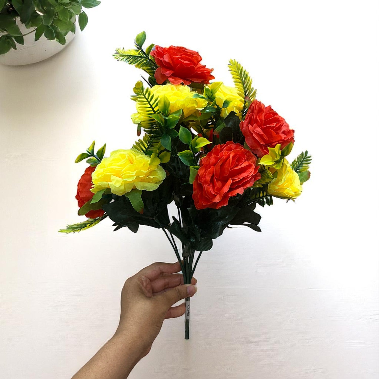 Artificial Flowers Rose Bunches for Vase Pot | Faux Flowers Stem - for Home Decor Living Room Side Table Centerpiece - 18 Inch - Apkamart #Style_Design 1