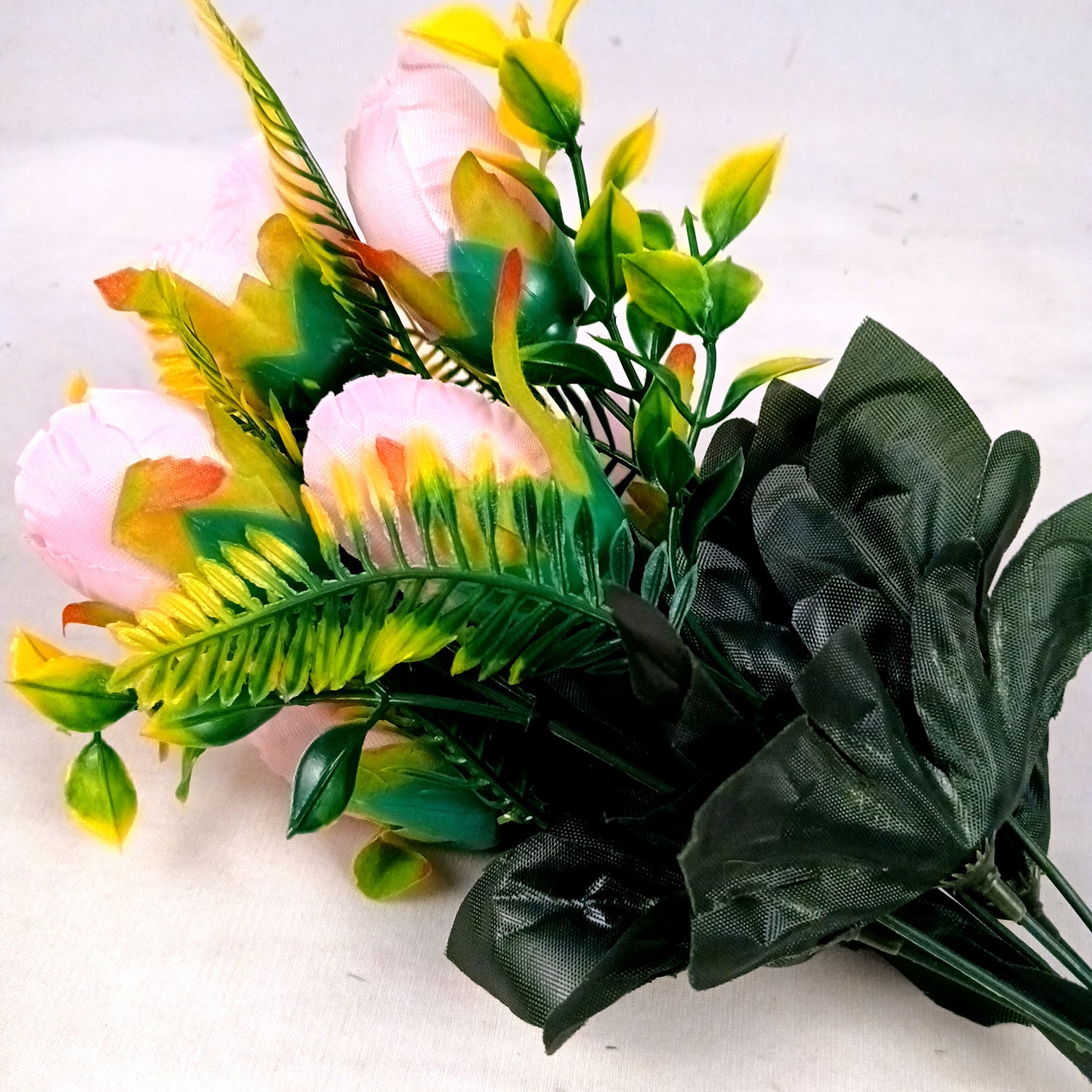 Artificial Flowers Rose Bunches For Pot | Faux Flower Sticks - for Home Decor, Living Room, Office & Festivals Decoration (Vase Not Included) - 14 Inch - Apkamart #Colour_Pink