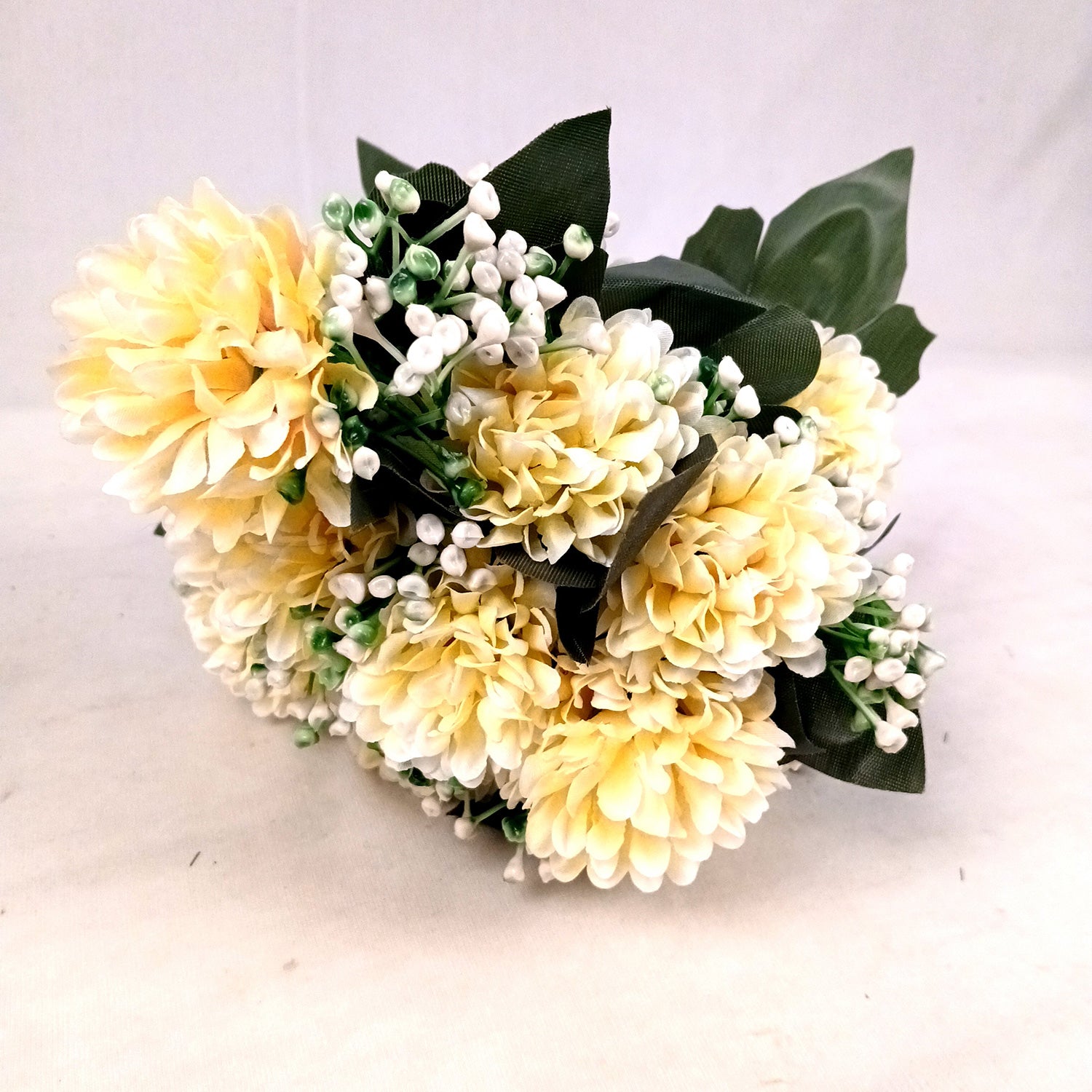 Artificial Flower Plant With Vase Pot | Decorative Flowers Bunch & Stems - for Table Vase, Pot, Home Decor, Living Room, Side Table Centerpiece & Festival Decoration - Apkamart #Colour_Off White