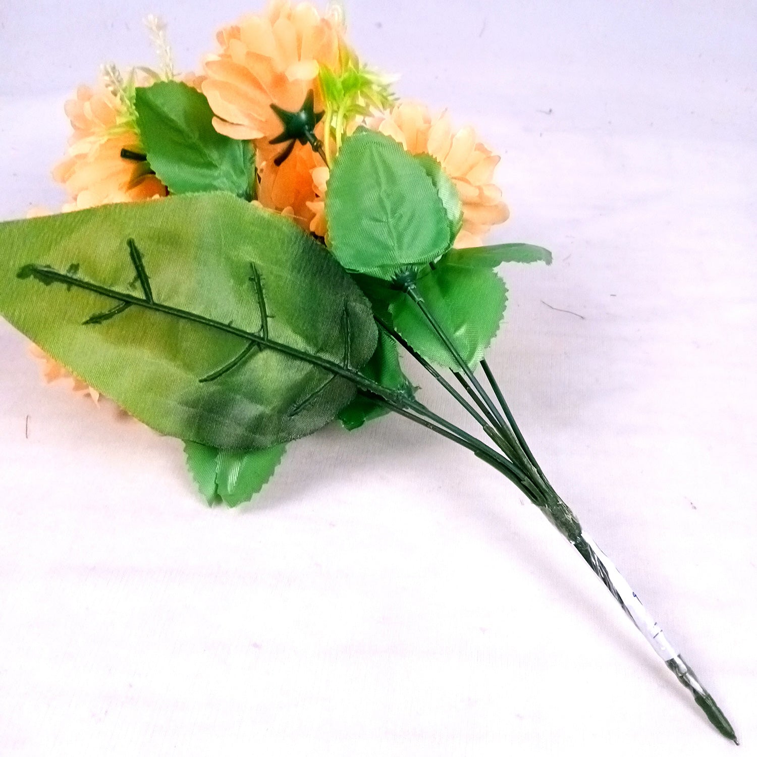 Artificial Flowers Dahlia Bunches for Vase Pot | Faux Flowers Stick - for Home Decor, Living Room, Wedding & Party Decoration (Vase Not Included) - 14 Inch - Apkamart #Colour_Orange