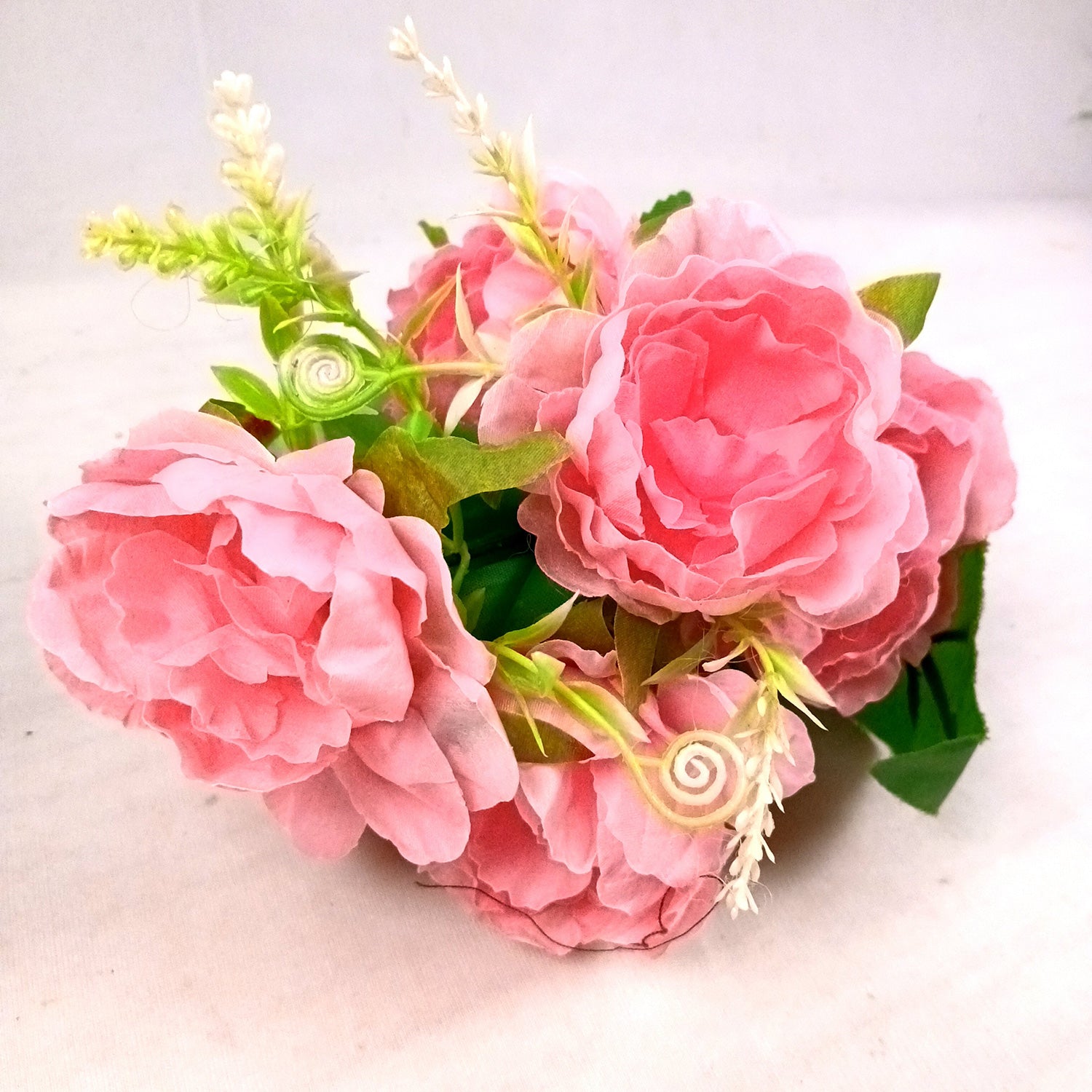 Artificial Flowers Rose Sticks | Faux Flowers Bunch - for Home Decor, Living Room, Office & Festivals Decoration (Vase Not Included) - 15 Inch - Apkamart #Colour_Pink