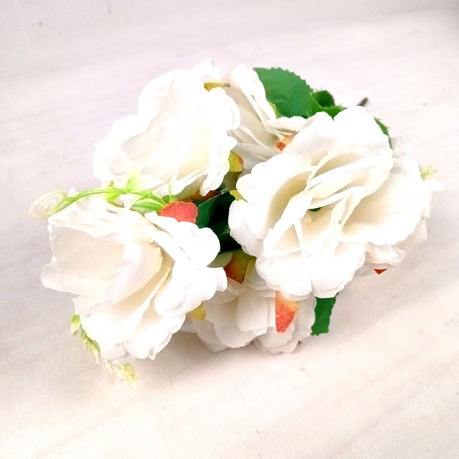 Artificial Flowers Rose | Faux Gulab Flowers Bunch - for Home Decor, Living Room, Office & Festivals Decoration (Vase Not Included) - 15 Inch  Apkamart #Colour_White