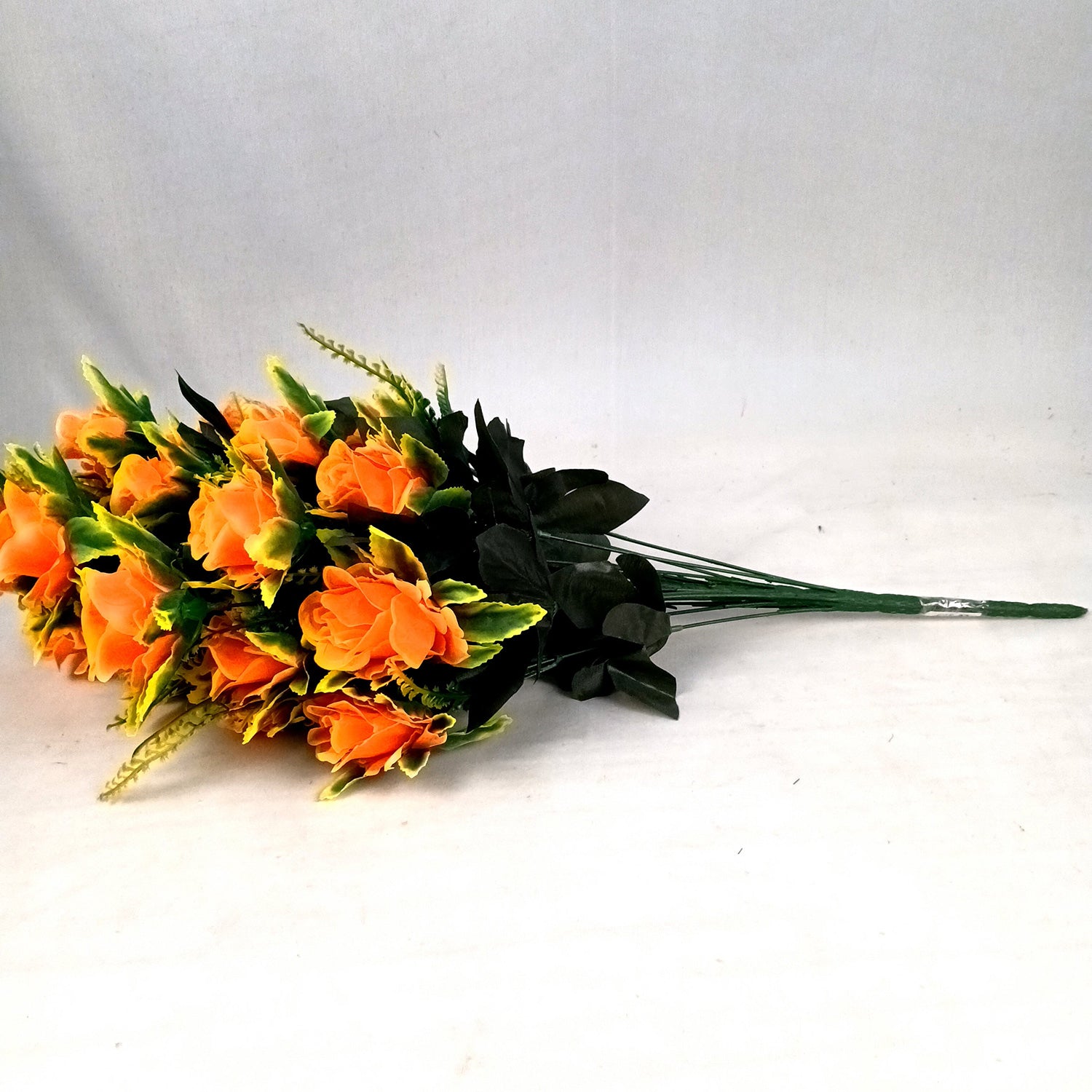 Artificial Flowers Rose Sticks | Faux Flowers Bunch - for Home Decor, Living Room, Office & Festivals Decoration (Vase Not Included) - 27 Inch - Apkamart #Colour_Orange