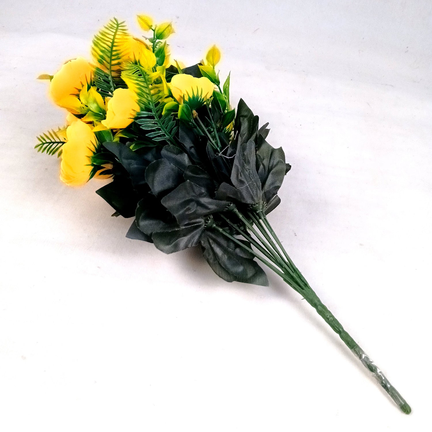 Artificial Flowers Rose Buoquet For Pot | Faux Flower Sticks - for Home Decor, Living Room, Office & Festivals Decoration (Vase Not Included) - 17 Inch - Apkamart #Colour_Yellow