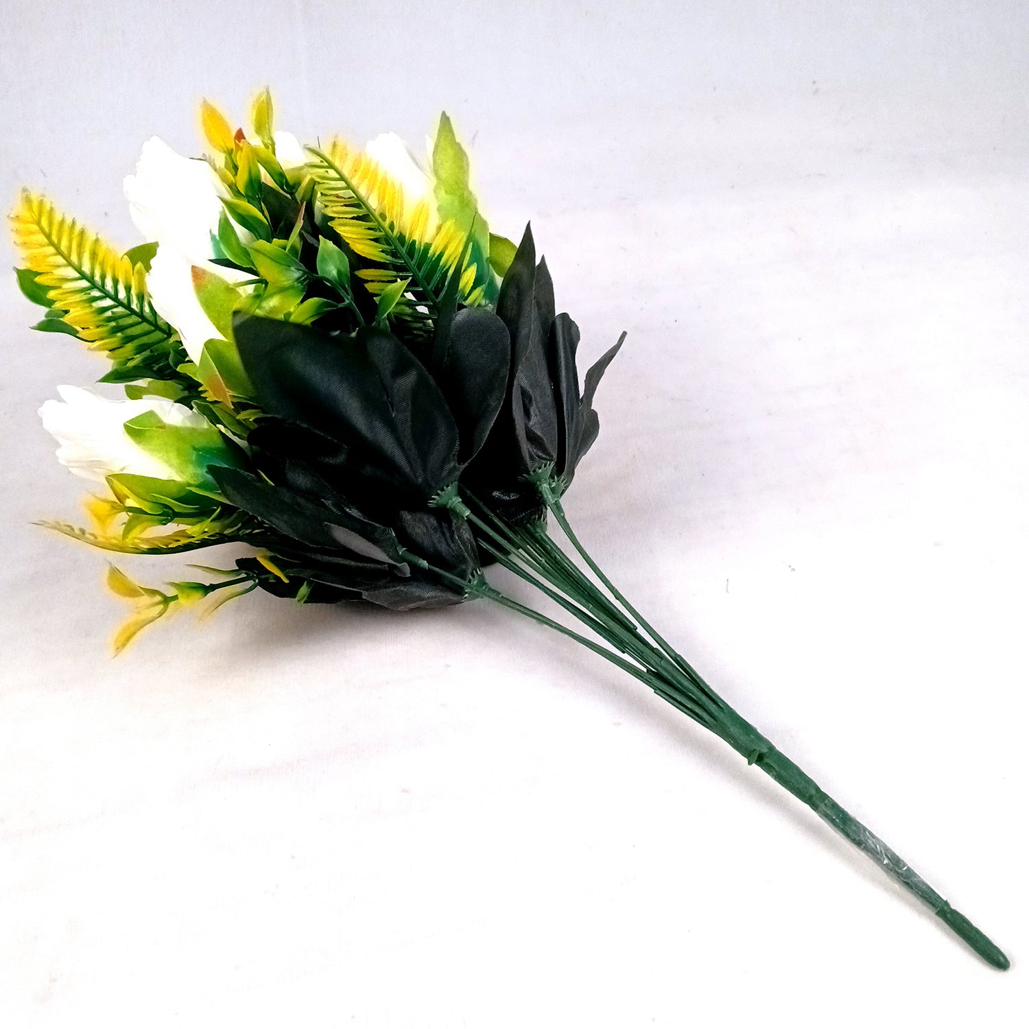 Artificial Flowers Rose Sticks | Faux Flowers Bunch / Bouquet - for Home Decor, Living Room, Office & Festivals Decoration (Vase Not Included) - 15 Inch - Apkamart #Colour_White